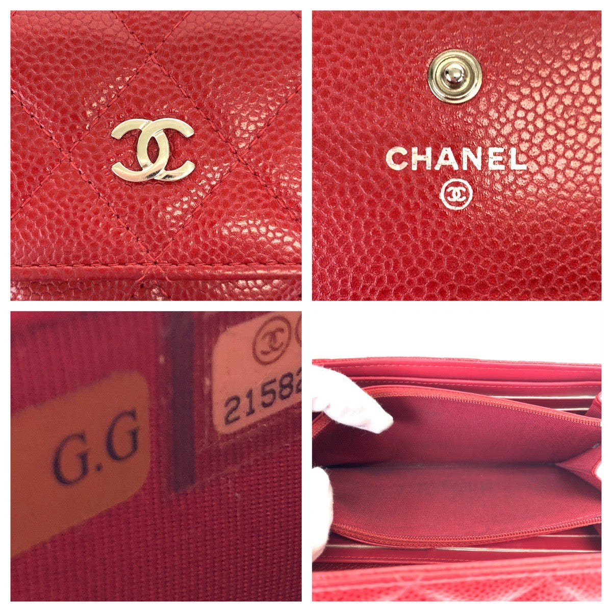 CHANEL シャネル マトラッセ ココマーク レッド 赤 キャビアスキン 長財布 ロングウォレット  レディース