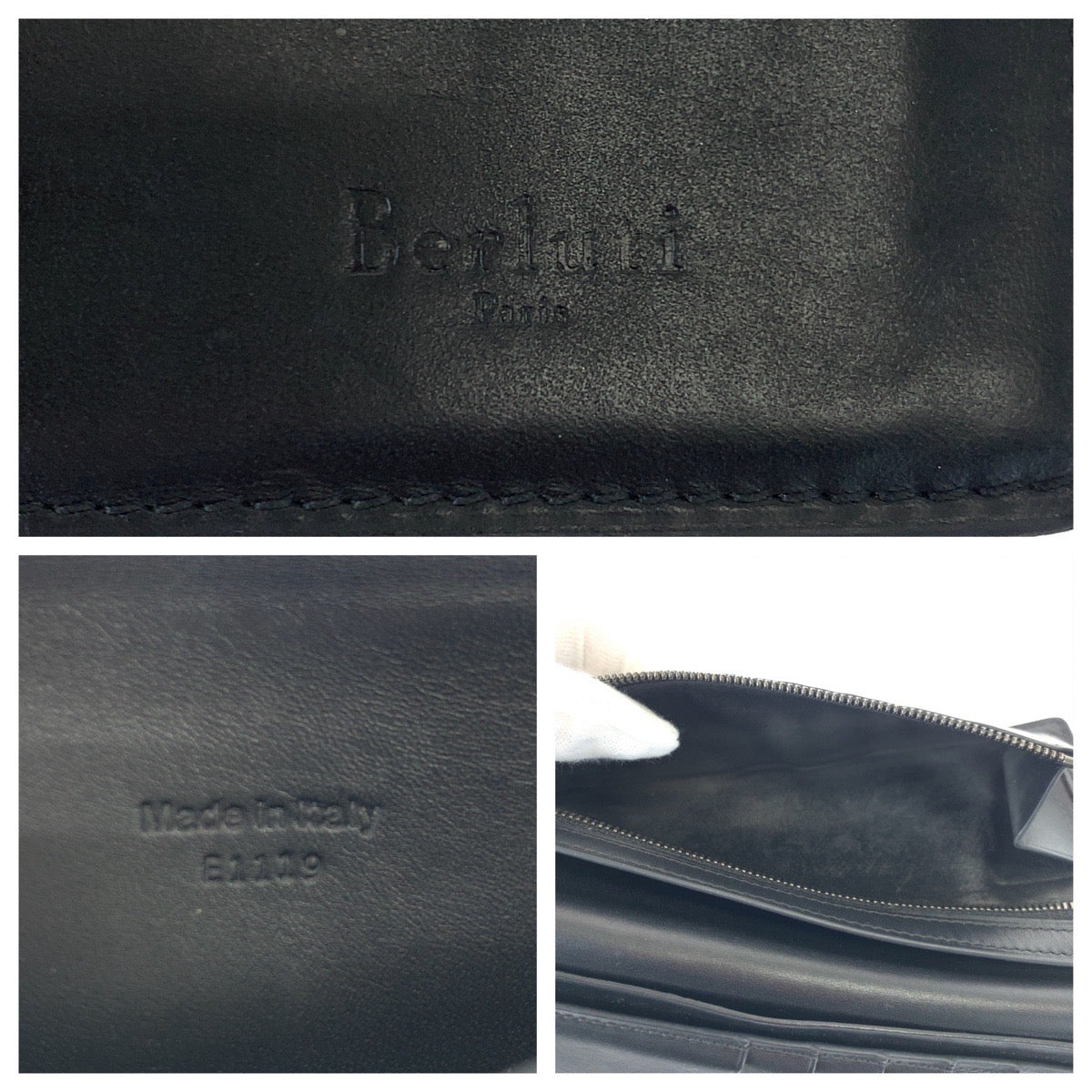 H-00527
Berluti ベルルッティ カリグラフィ ブラック 黒 グレー 灰色 レザー 長財布 二つ折り  メンズ