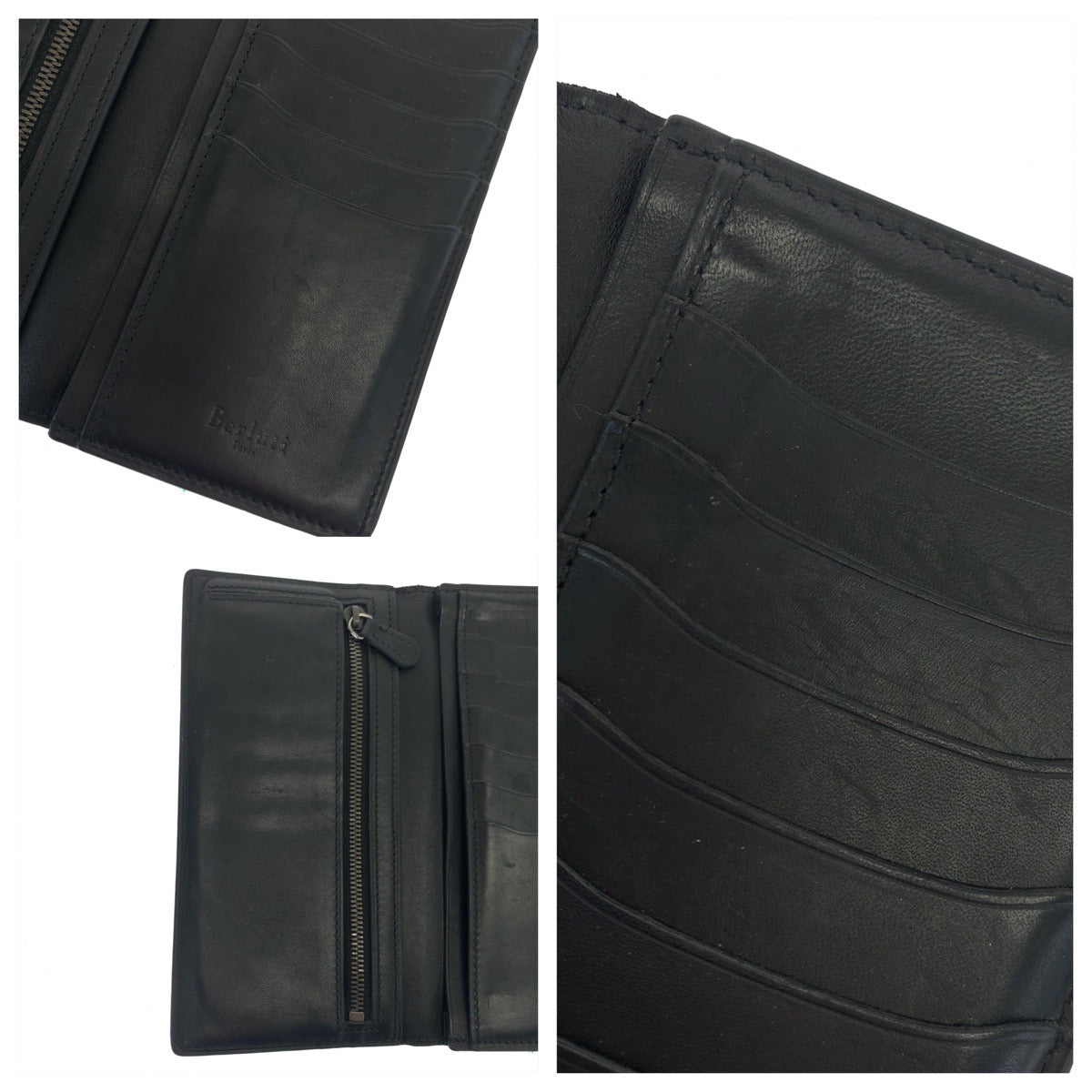 H-00527
Berluti ベルルッティ カリグラフィ ブラック 黒 グレー 灰色 レザー 長財布 二つ折り  メンズ