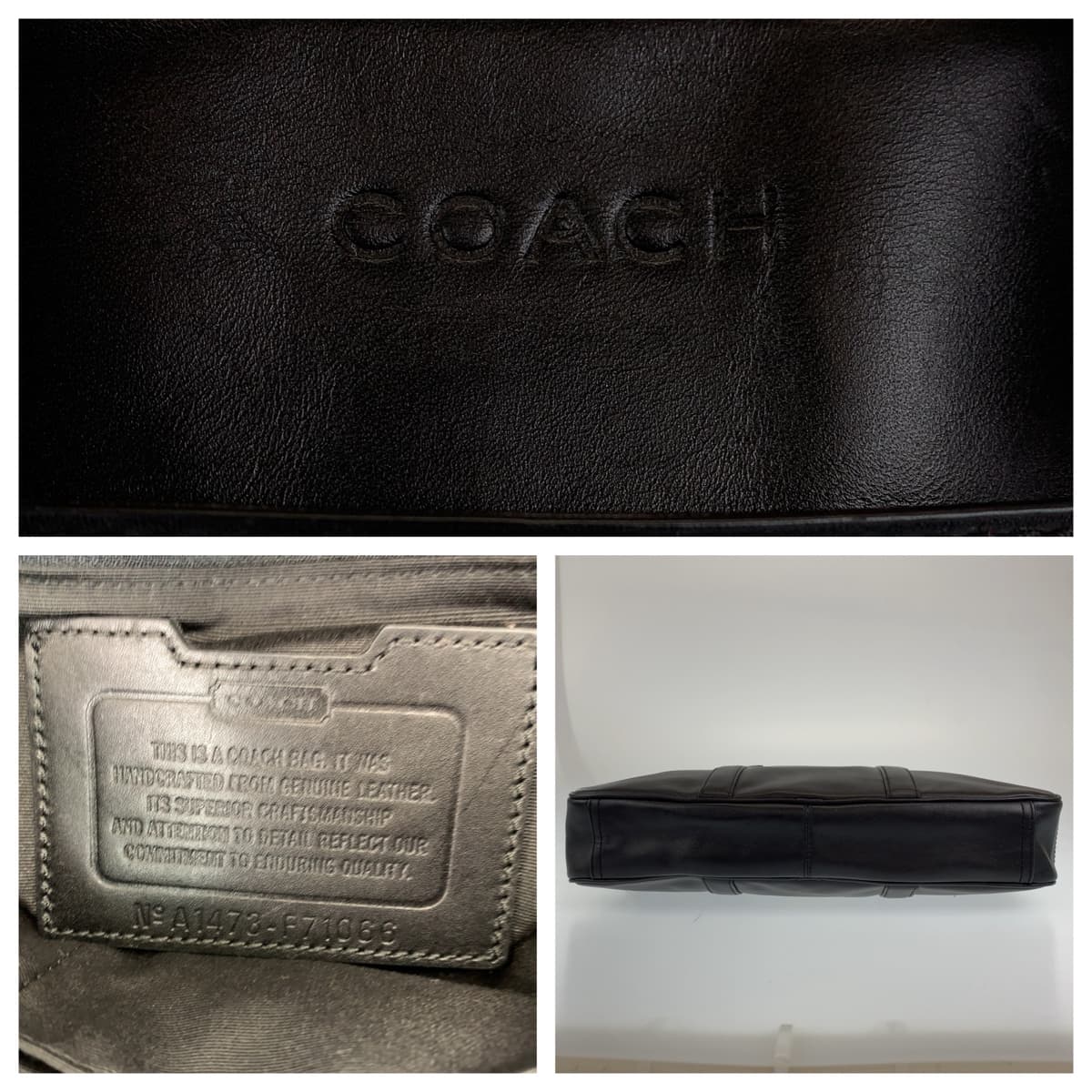 COACH コーチ ブラック 黒 レザー ビジネスバッグ ブリーフケース A4対応  メンズ
