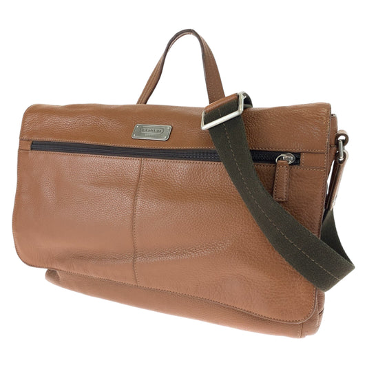 COACH コーチ ブラウン 茶 シルバー金具 レザー F70367 ショルダーバッグ メッセンジャーバッグ  メンズ
