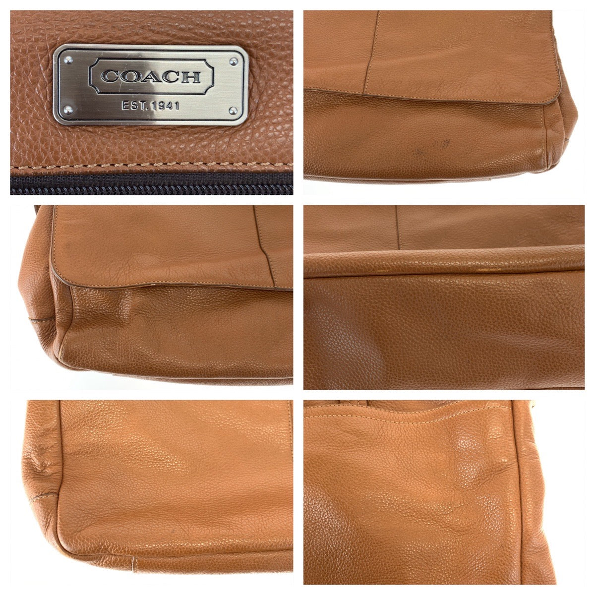 COACH コーチ ブラウン 茶 シルバー金具 レザー F70367 ショルダーバッグ メッセンジャーバッグ  メンズ