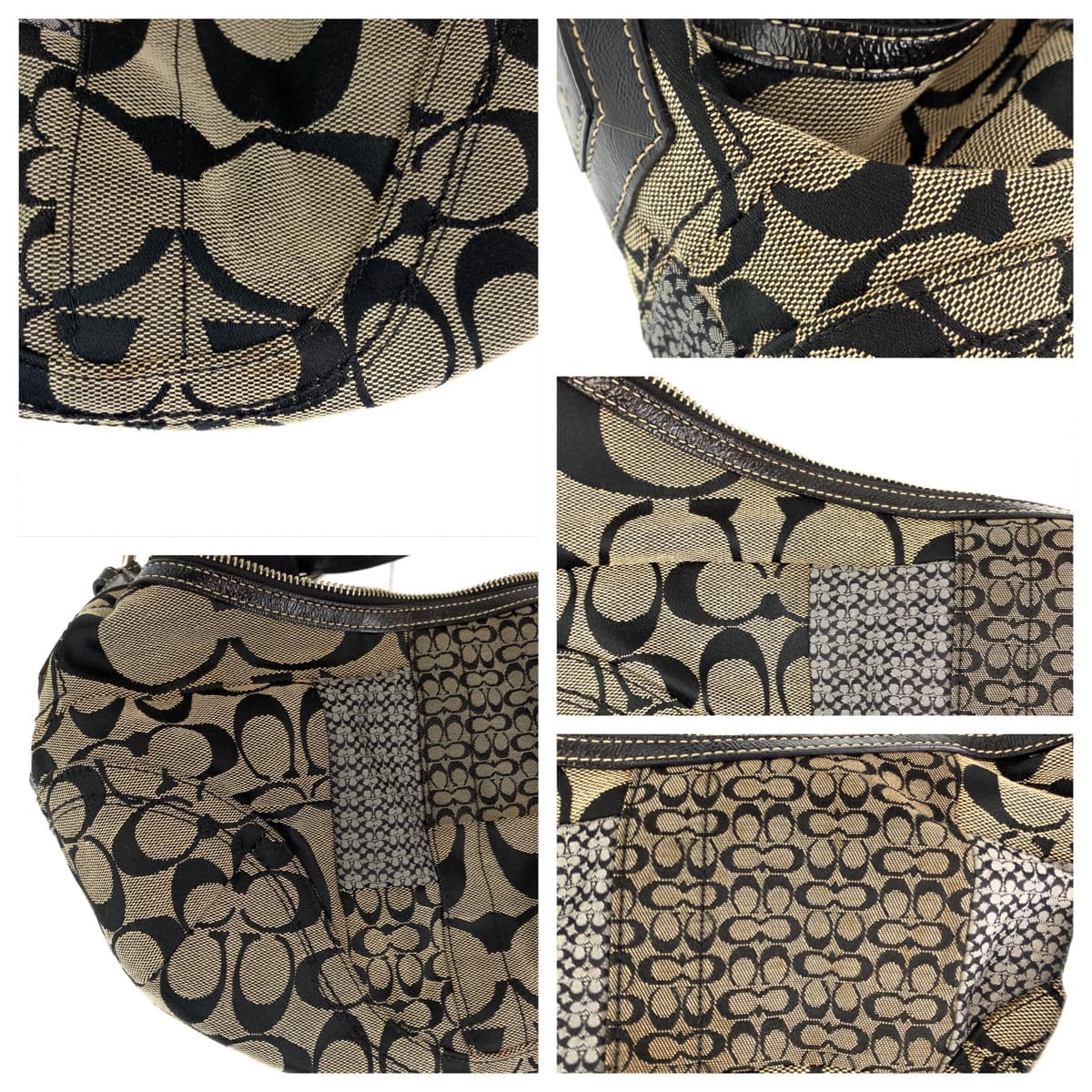 COACH コーチ ソーホー パッチワーク シグネチャー ベージュ ブラック 黒 キャンバス / レザー F12315 ワンショルダーバッグ 肩掛け  レディース