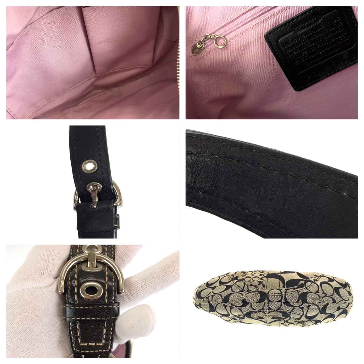 COACH コーチ ソーホー パッチワーク シグネチャー ベージュ ブラック 黒 キャンバス / レザー F12315 ワンショルダーバッグ 肩掛け  レディース