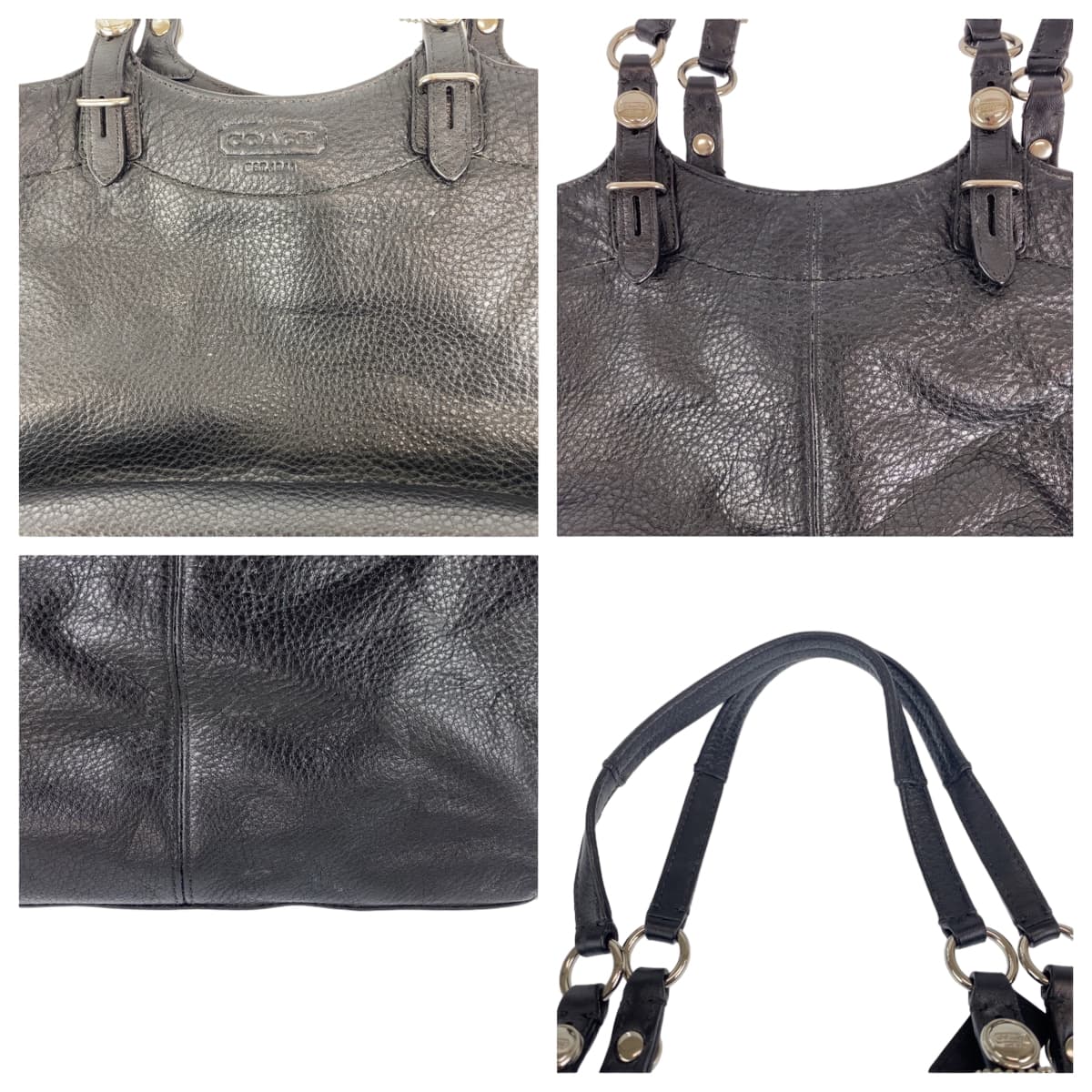 COACH コーチ ブラック 黒 シルバー金具 レザー 17222 ショルダーバッグ トートバッグ 2way  レディース