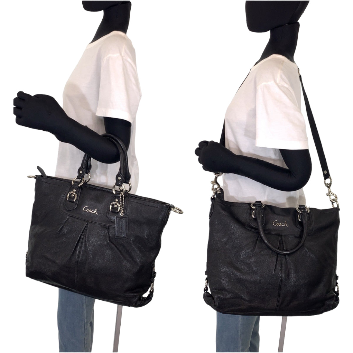 COACH コーチ ブラック 黒 レザー F15444 ショルダーバッグ ハンドバッグ 2way A4対応  レディース