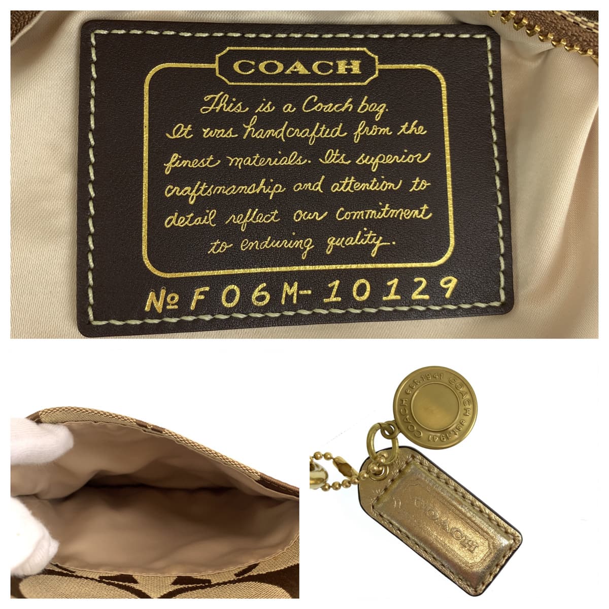 12558
COACH コーチ シグネチャー ベージュ ブラウン ゴールド金具 キャンバス 10129 ショルダーバッグ ポシェット 斜め掛け可能  レディース ABP5