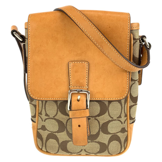 12557
COACH コーチ シグネチャー ベージュ ブラウン シルバー金具 キャンバス / レザー 6098 ショルダーバッグ ポシェット 斜め掛け可能  レディース AB5