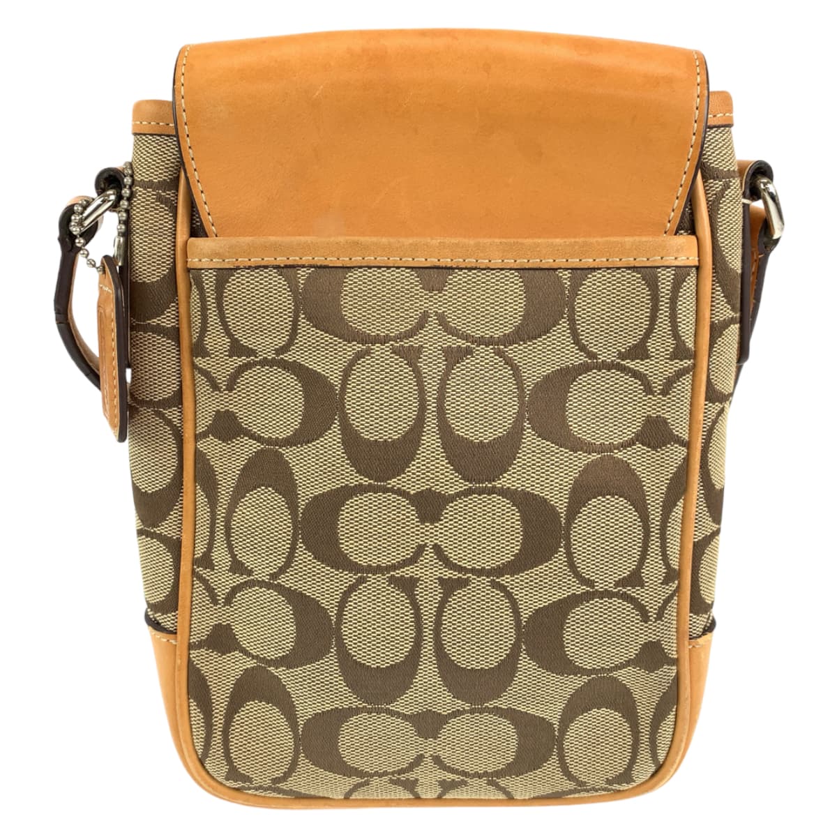 12557
COACH コーチ シグネチャー ベージュ ブラウン シルバー金具 キャンバス / レザー 6098 ショルダーバッグ ポシェット 斜め掛け可能  レディース AB5