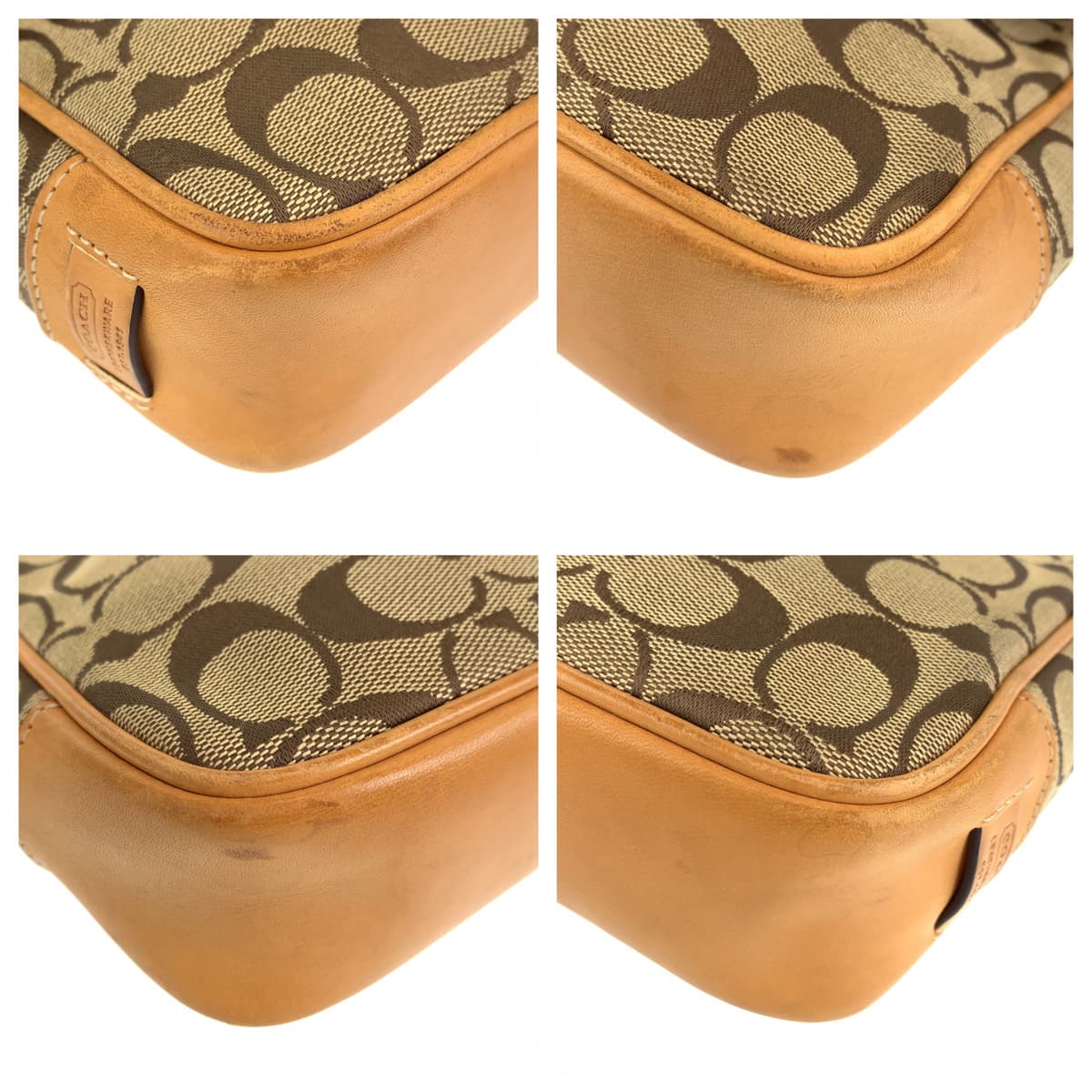 12557
COACH コーチ シグネチャー ベージュ ブラウン シルバー金具 キャンバス / レザー 6098 ショルダーバッグ ポシェット 斜め掛け可能  レディース AB5