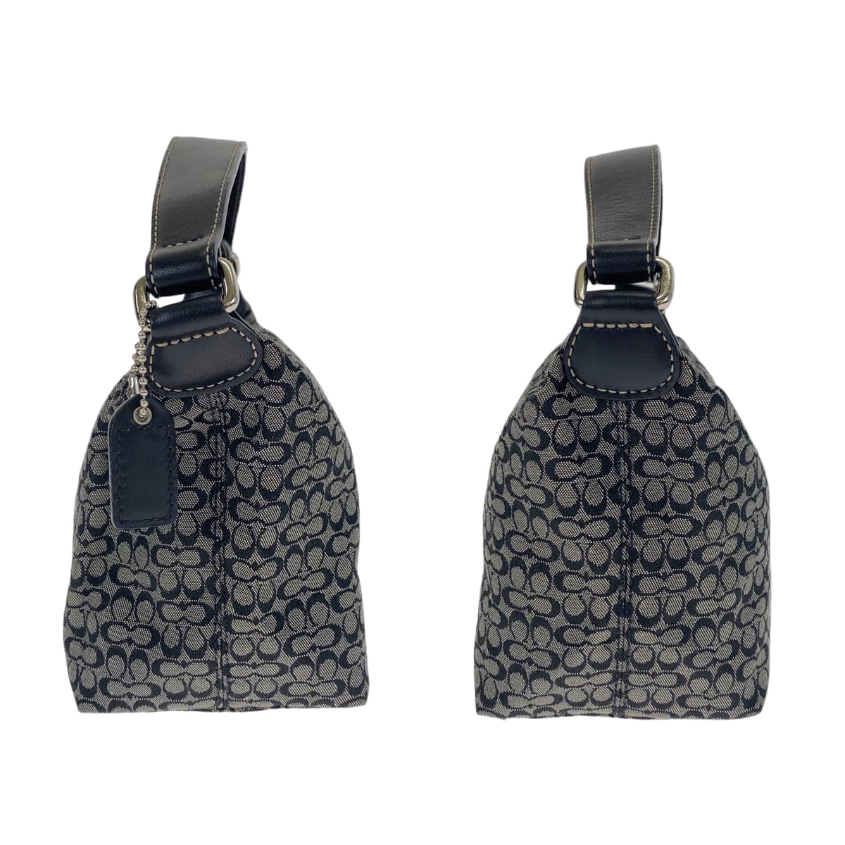 COACH コーチ シグネチャー ブラック 黒 グレー キャンバス ハンドバッグ アクセサリーポーチ  レディース