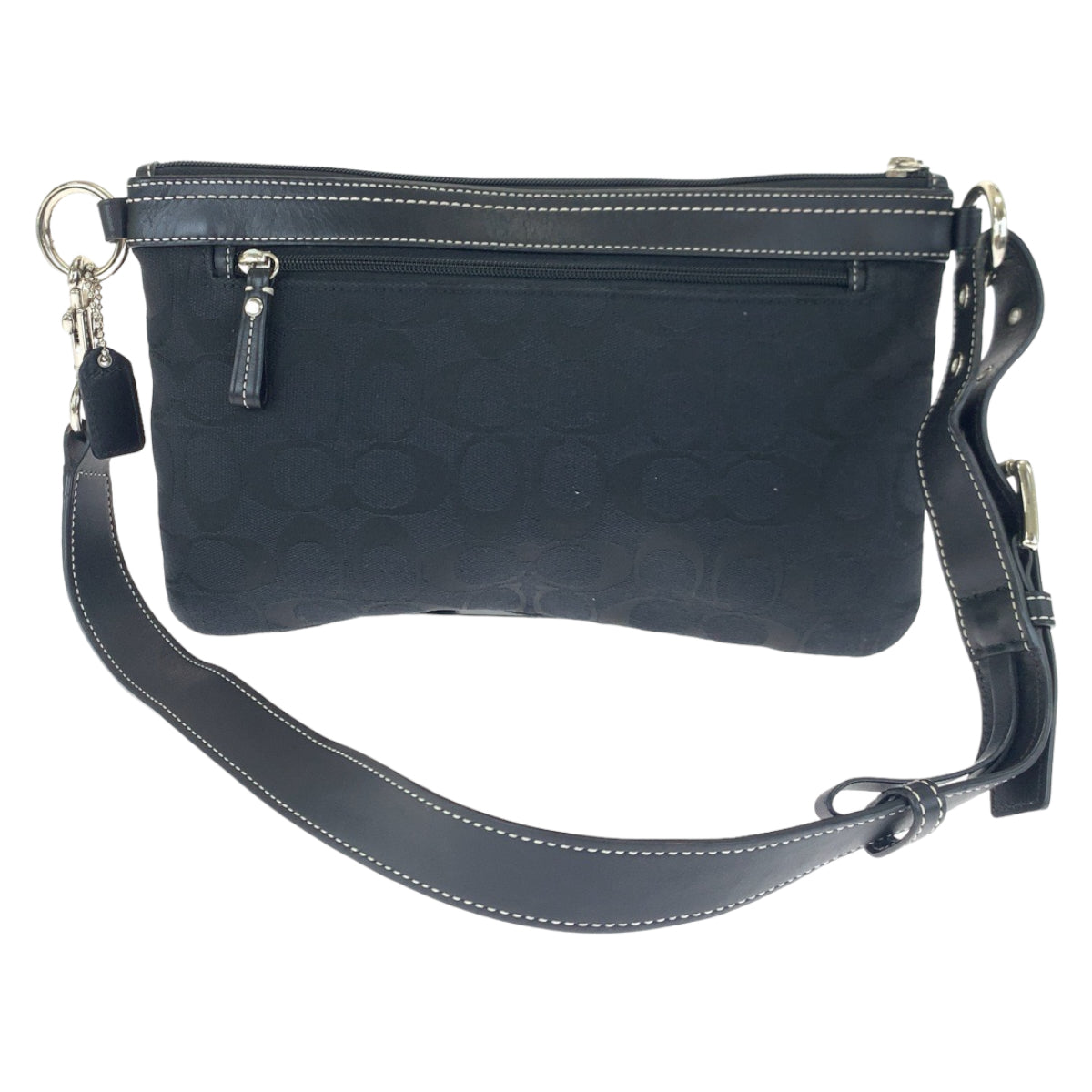 12556
COACH コーチ シグネチャー ブラック シルバー金具 キャンバス / レザー ショルダーバッグ ボディバッグ  レディース