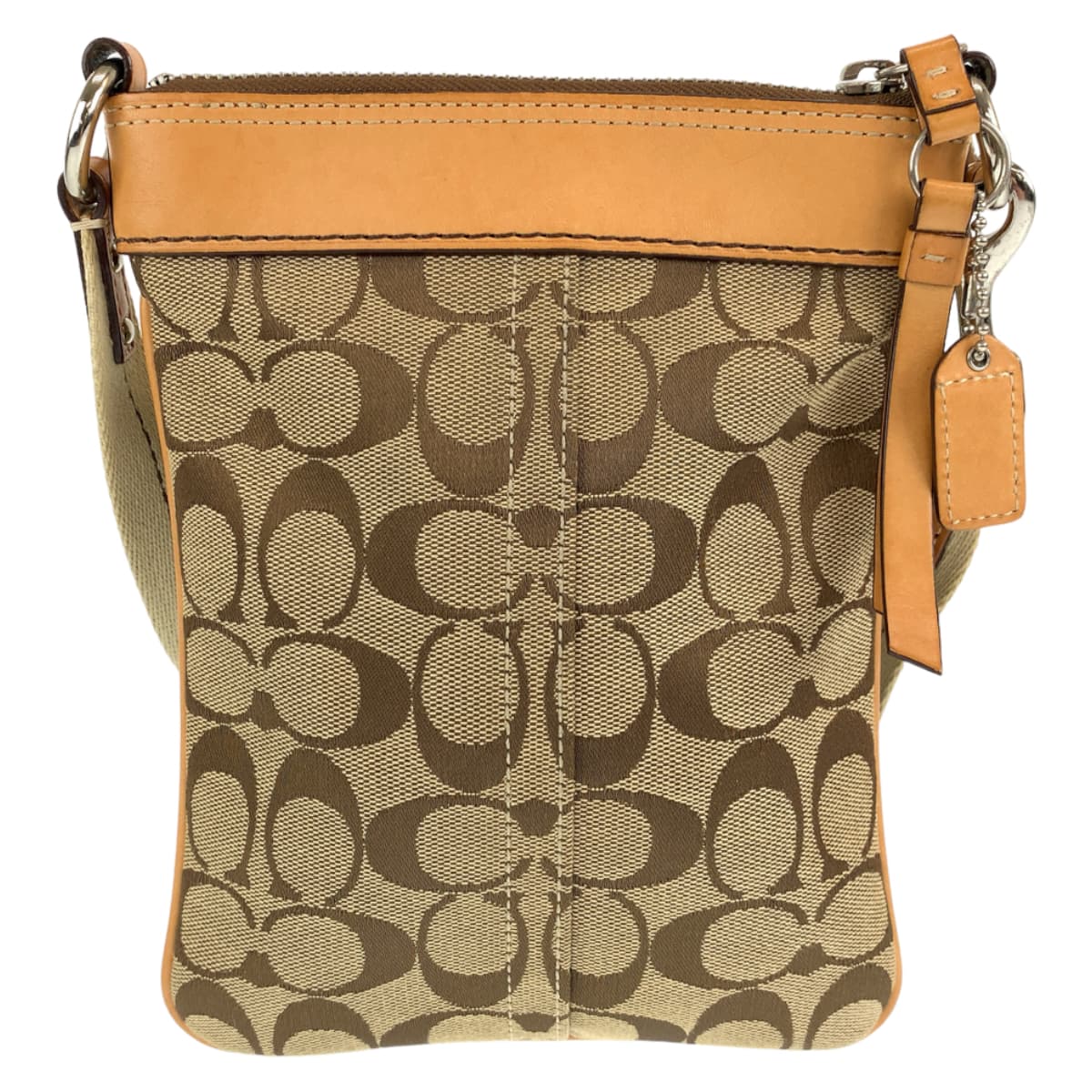 12555
COACH コーチ シグネチャー ベージュ ブラウン キャンバス / レザー 6442 ショルダーバッグ ポシェット 斜め掛け可能  レディース AB5