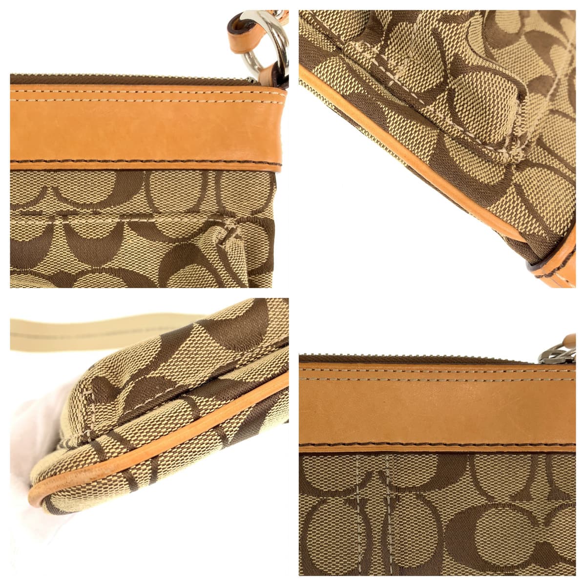 12555
COACH コーチ シグネチャー ベージュ ブラウン キャンバス / レザー 6442 ショルダーバッグ ポシェット 斜め掛け可能  レディース AB5