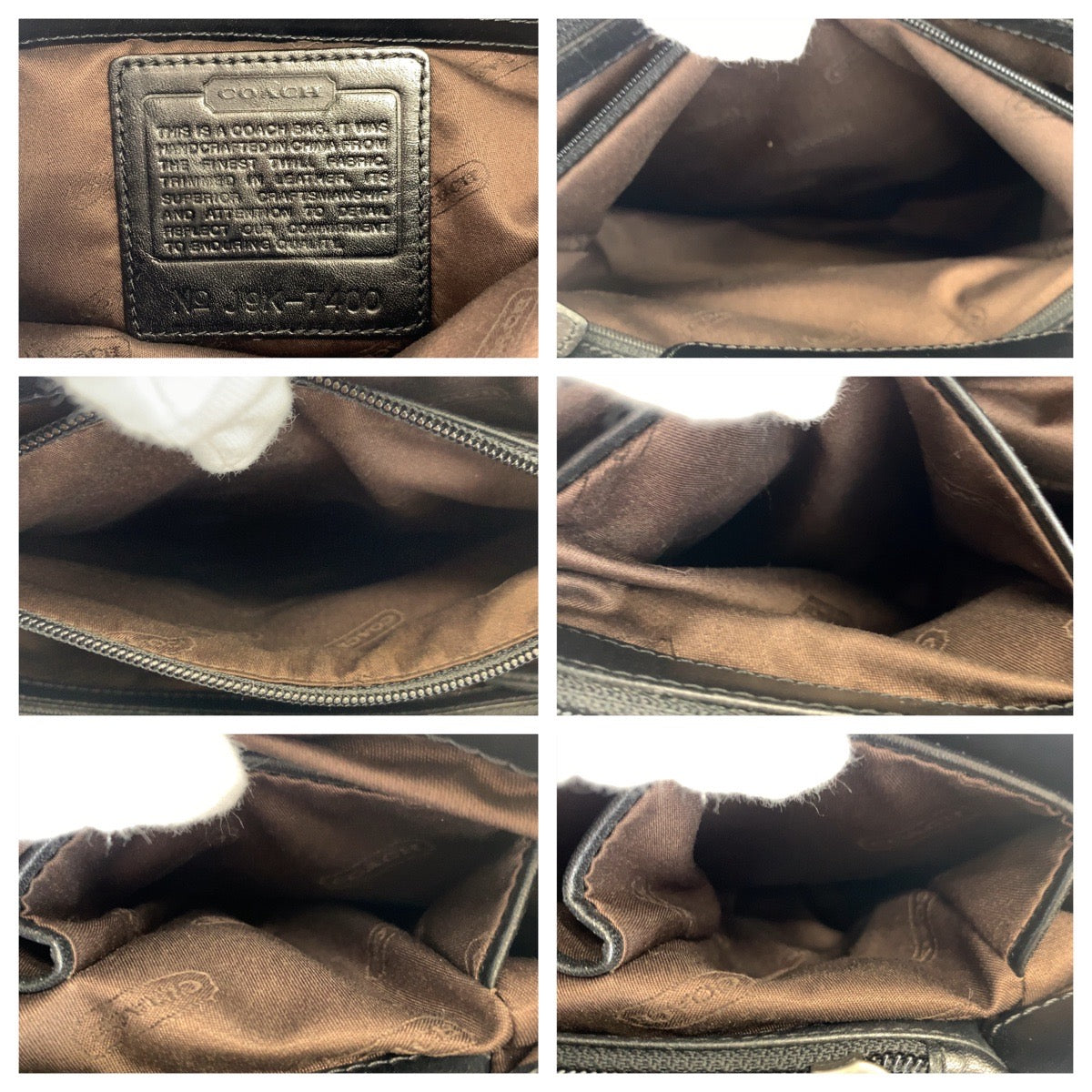 COACH コーチ ブラック 黒 キャンバス / レザー 7400 トートバッグ ハンドバッグ  レディース