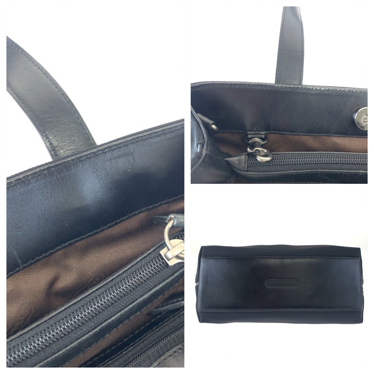 COACH コーチ ブラック 黒 キャンバス / レザー 7400 トートバッグ ハンドバッグ  レディース
