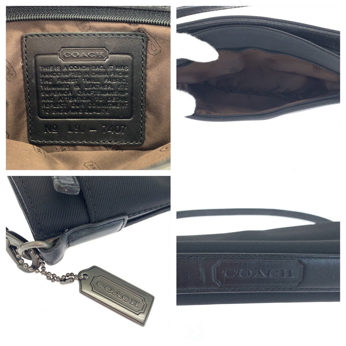 12554
COACH コーチ ブラック シルバー金具 キャンバス / レザー 7407 ハンドバッグ アクセサリーポーチ  レディース