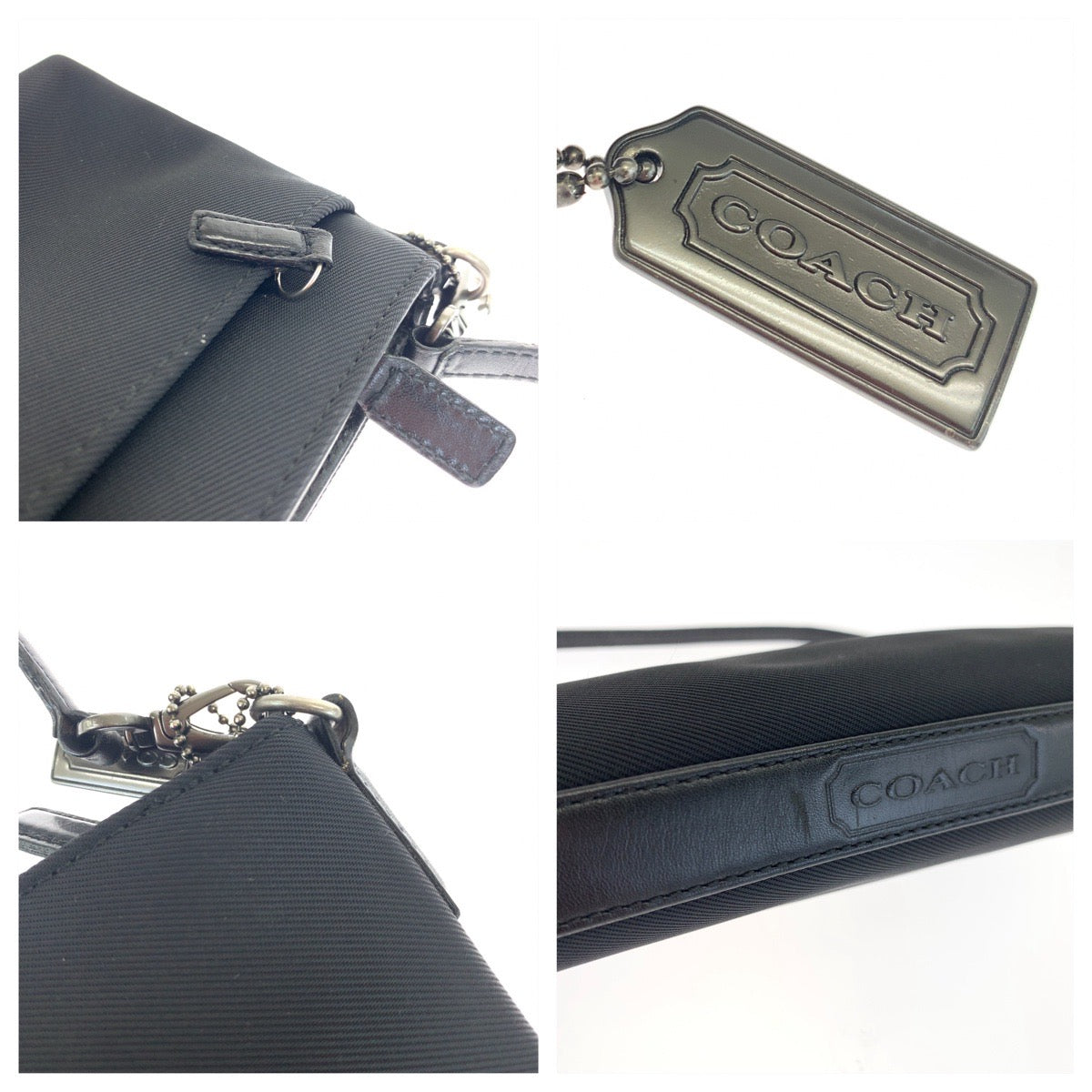 12554
COACH コーチ ブラック シルバー金具 キャンバス / レザー 7407 ハンドバッグ アクセサリーポーチ  レディース