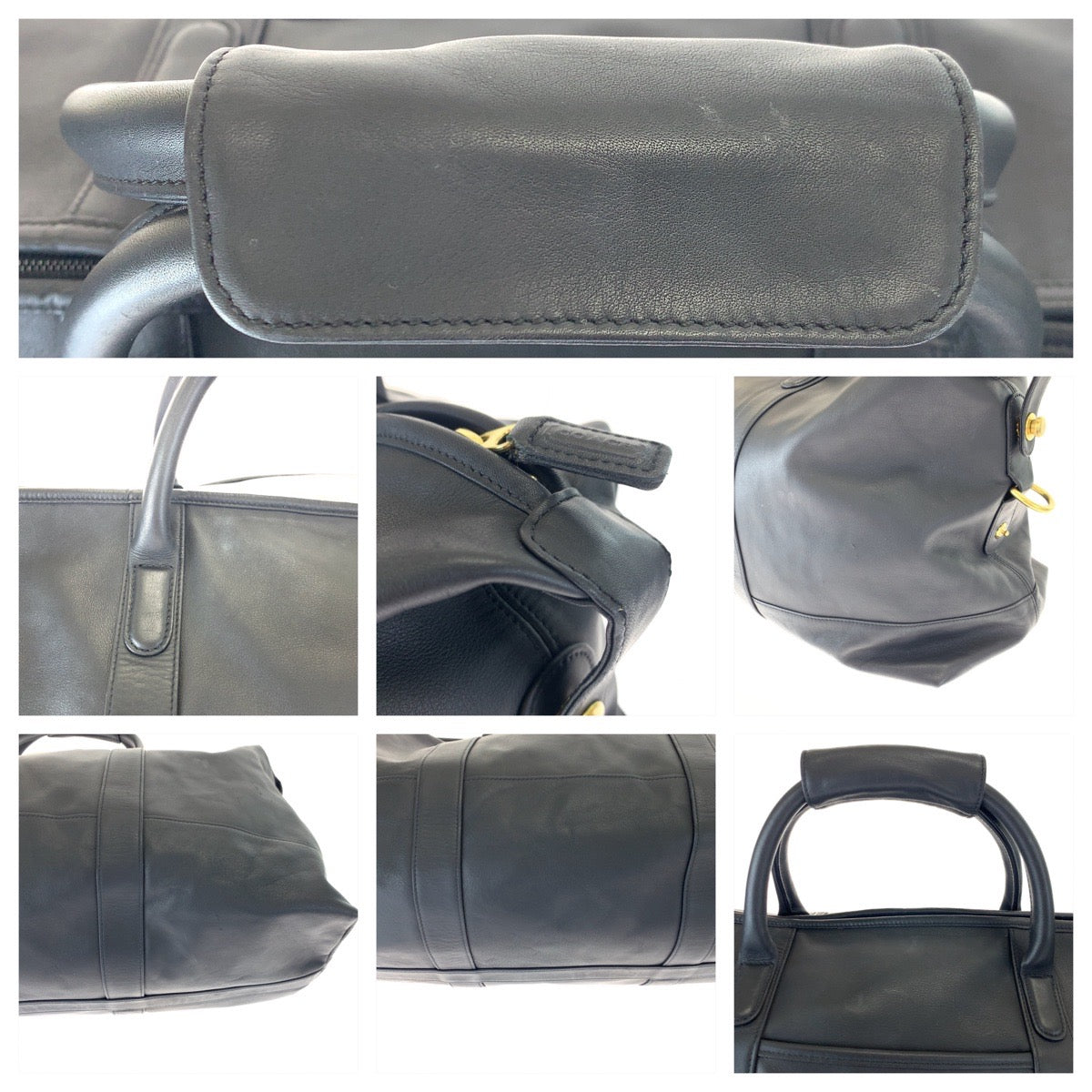 COACH コーチ ブラック 黒 ゴールド金具 レザー 0502 ボストンバッグ 旅行バッグ 2way  レディース