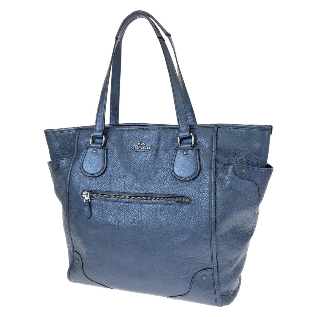 COACH コーチ ブルー 青 レザー 34039 トートバッグ ハンドバッグ  レディース