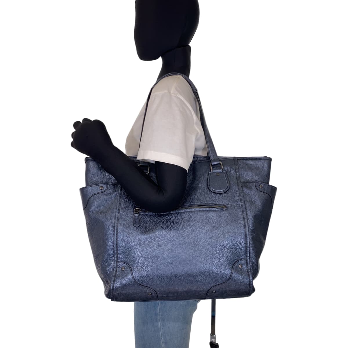 COACH コーチ ブルー 青 レザー 34039 トートバッグ ハンドバッグ  レディース