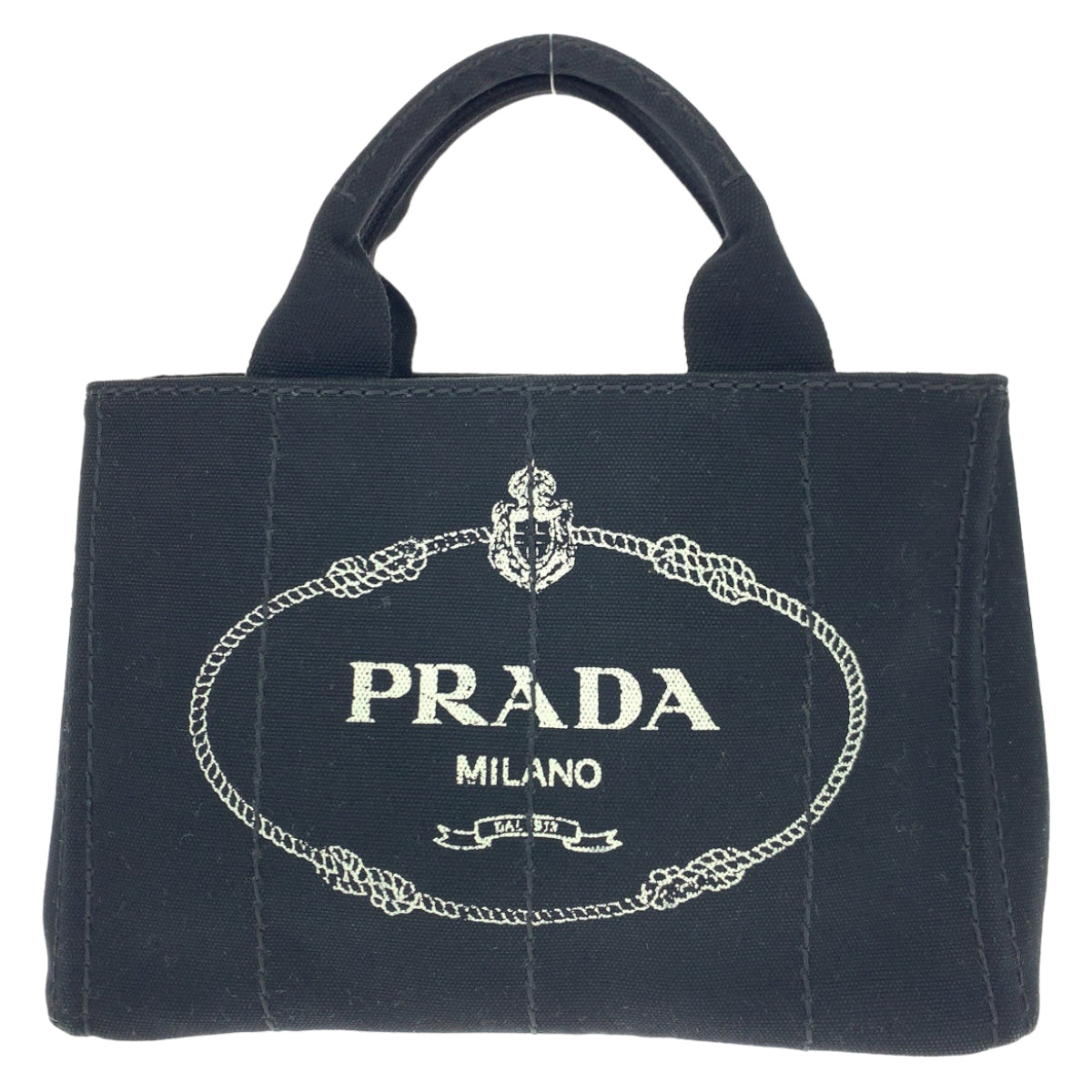 H-00557
PRADA プラダ カナパ 三角ロゴプレート ブラック 黒 ネロ ノワール キャンバス トートバッグ ハンドバッグ  レディース