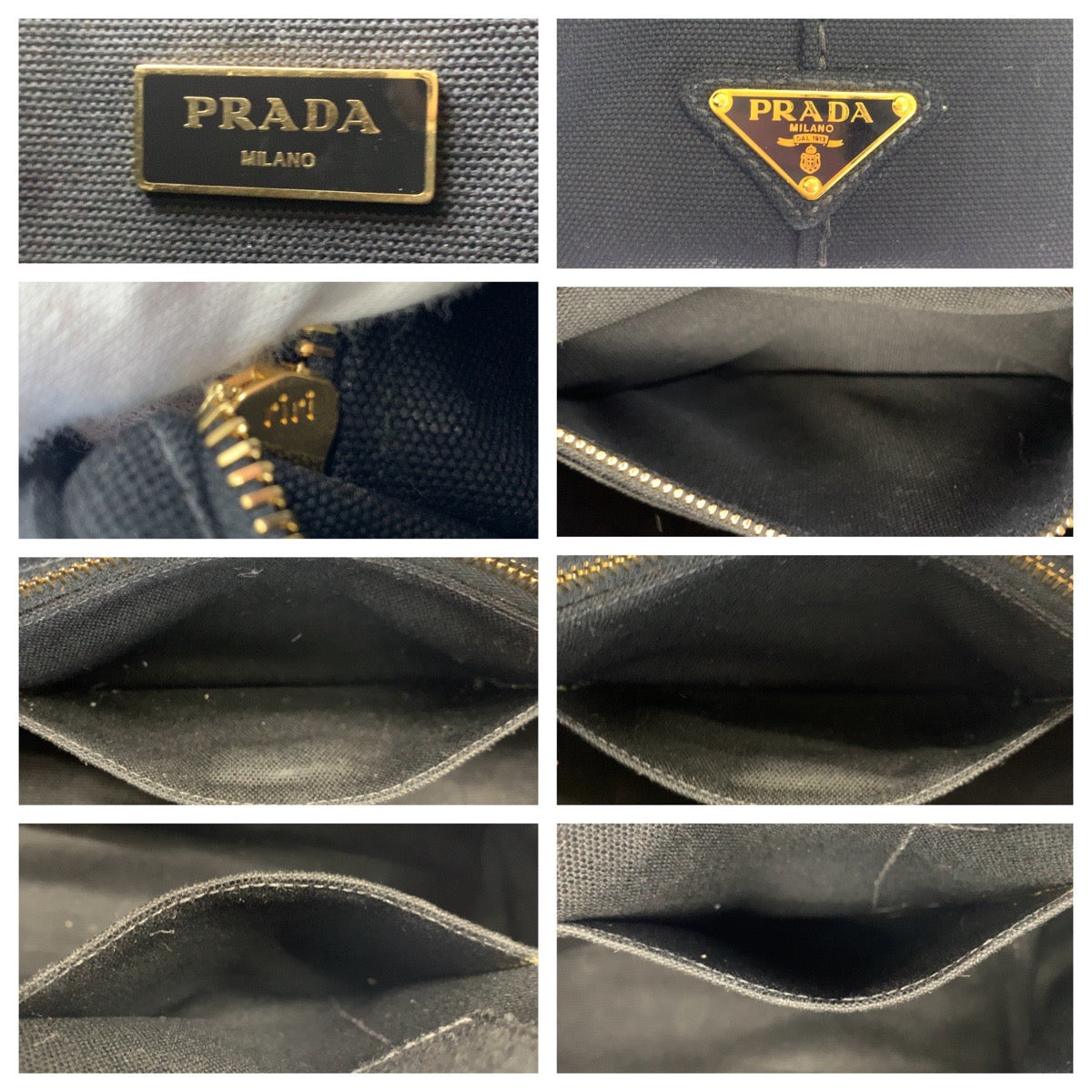 H-00557
PRADA プラダ カナパ 三角ロゴプレート ブラック 黒 ネロ ノワール キャンバス トートバッグ ハンドバッグ  レディース