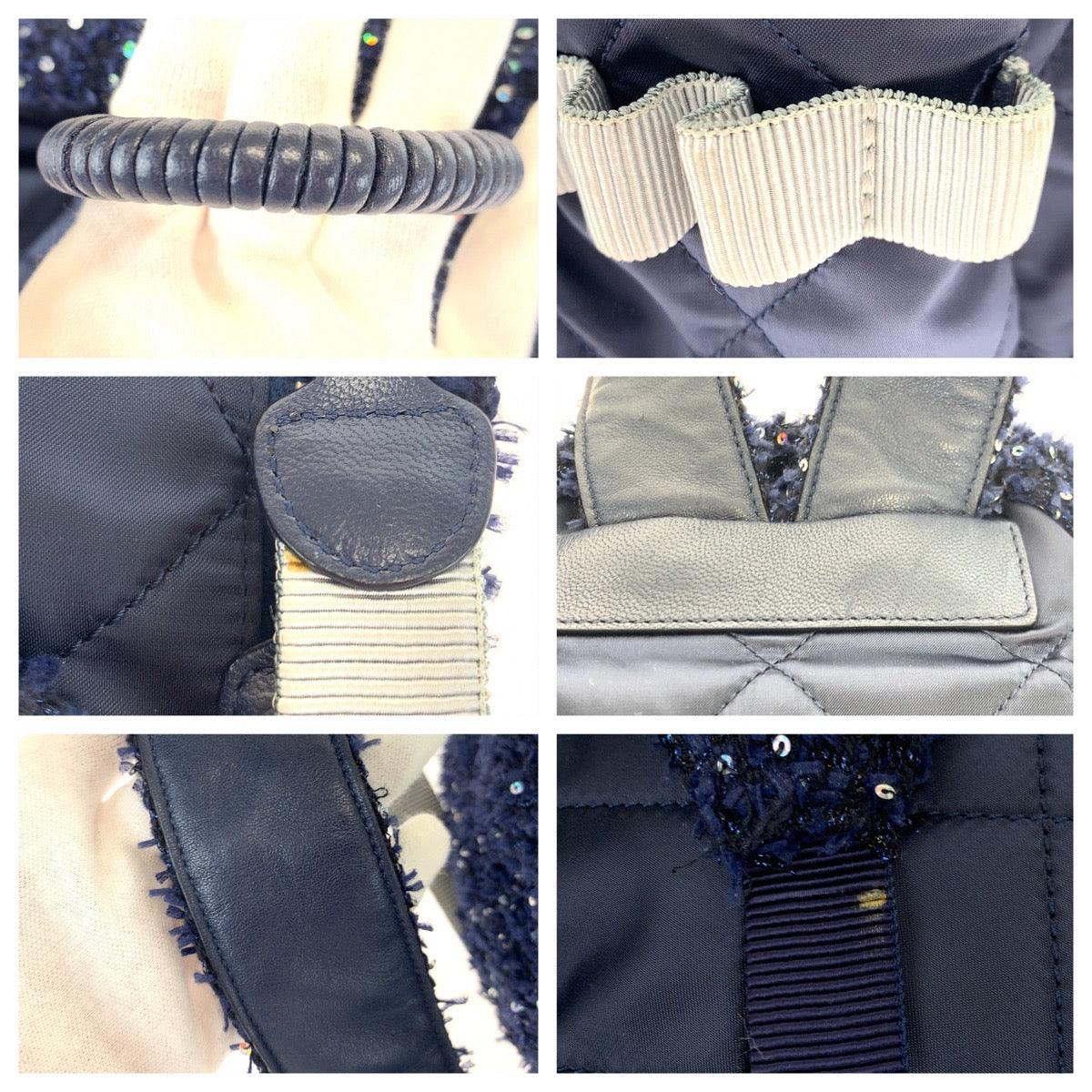 H-00558
CHANEL シャネル マトラッセ ココマーク ネイビー 紺 シルバー金具 ナイロン / ツイード A91964 リュックサック バックパック  レディース