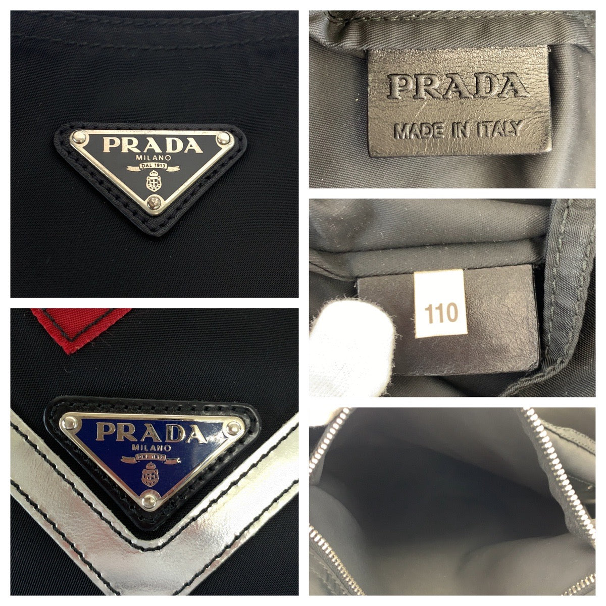 H-00559
PRADA プラダ テスート スター ハート パッチワーク ブラック 黒 ホワイト 白 ナイロン トートバッグ 三角ロゴプレート  レディース