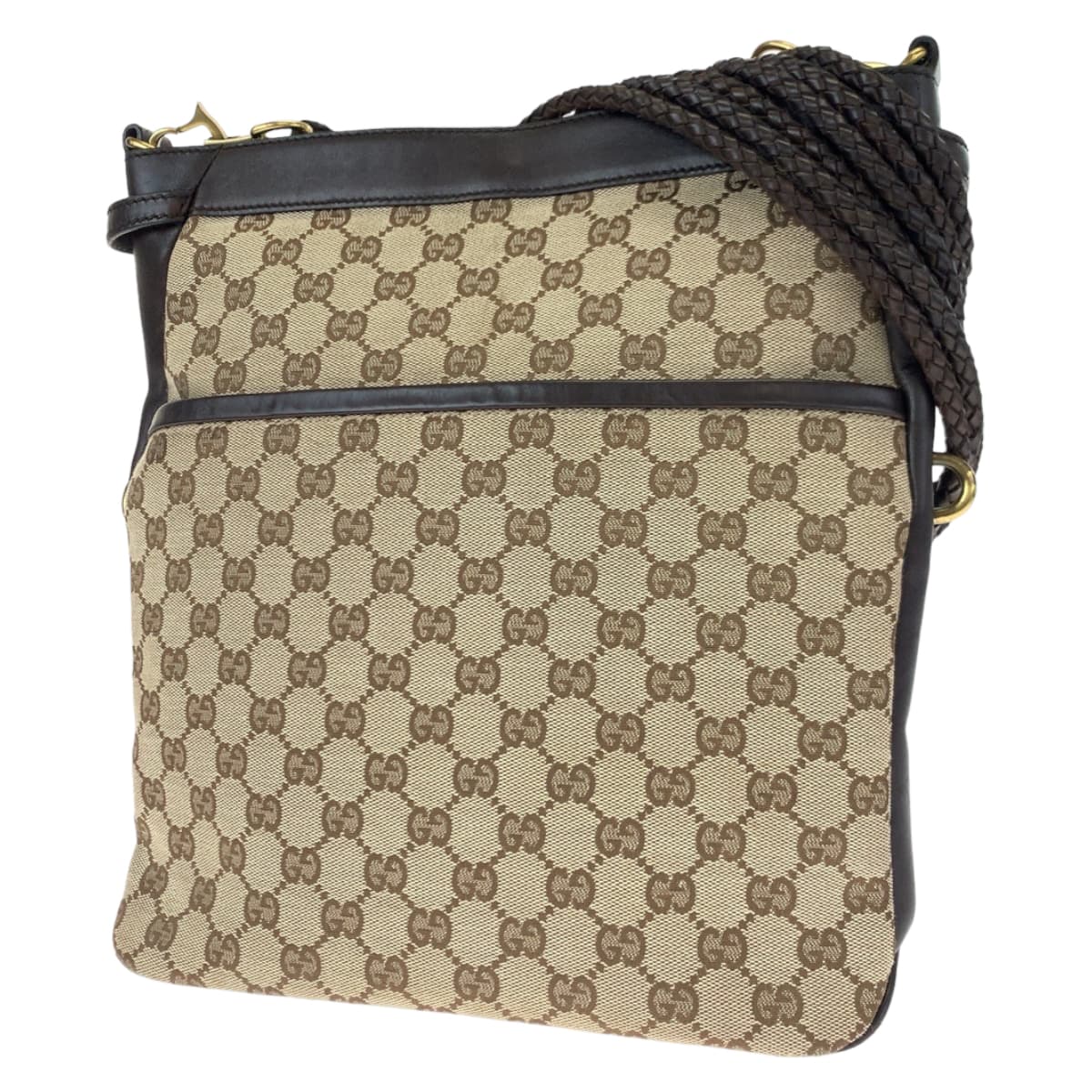 H-00562
GUCCI グッチ GG柄 男女兼用 ベージュ ブラウン 茶 GGキャンバス / レザー 109097 斜め掛け ショルダーバッグ メッセンジャーバッグ  レディース