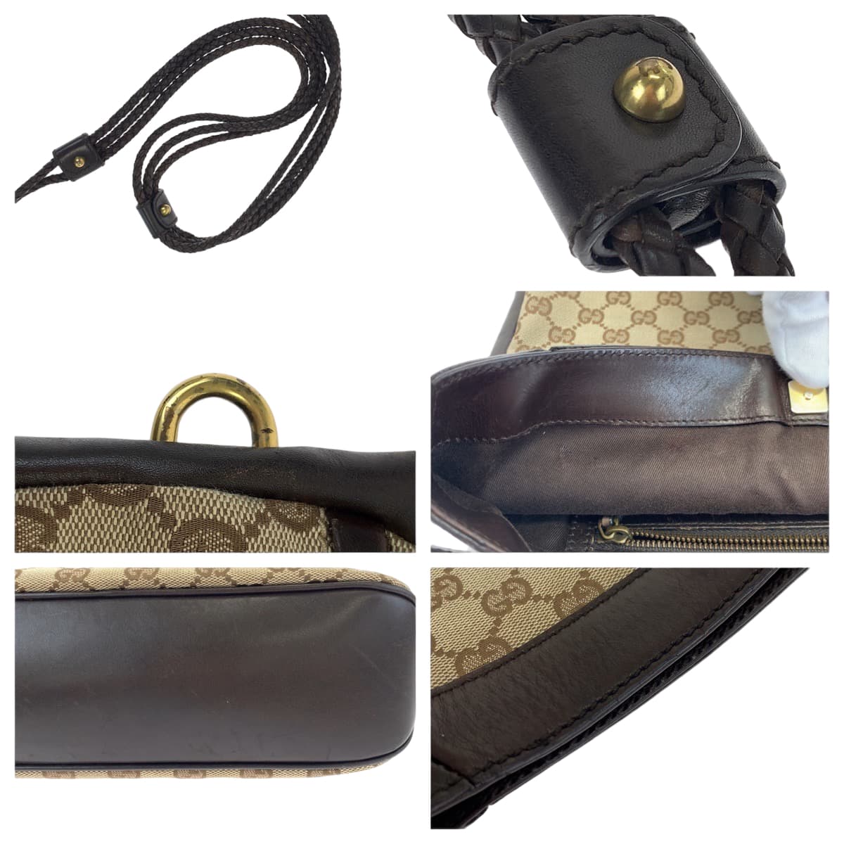 H-00562
GUCCI グッチ GG柄 男女兼用 ベージュ ブラウン 茶 GGキャンバス / レザー 109097 斜め掛け ショルダーバッグ メッセンジャーバッグ  レディース