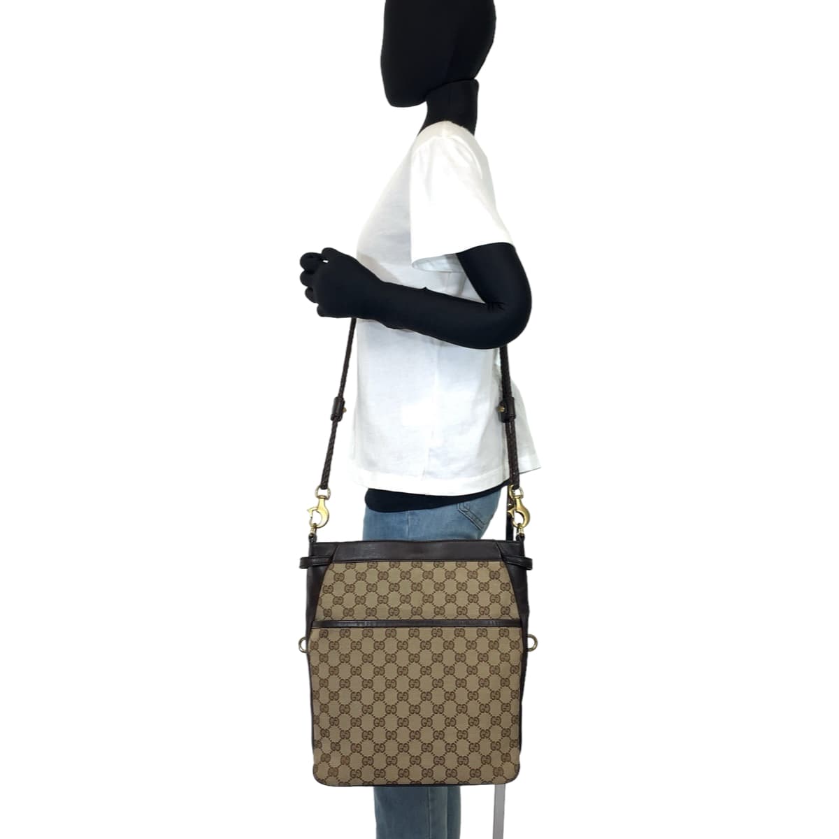 H-00562
GUCCI グッチ GG柄 男女兼用 ベージュ ブラウン 茶 GGキャンバス / レザー 109097 斜め掛け ショルダーバッグ メッセンジャーバッグ  レディース