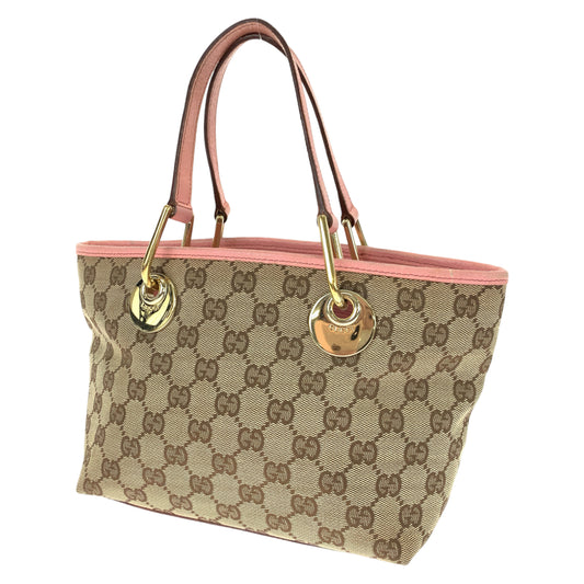 GUCCI グッチ ブラウン 茶 ピンク GGキャンバス / レザー 120844 ミニハンドバッグ トートバッグ  レディース