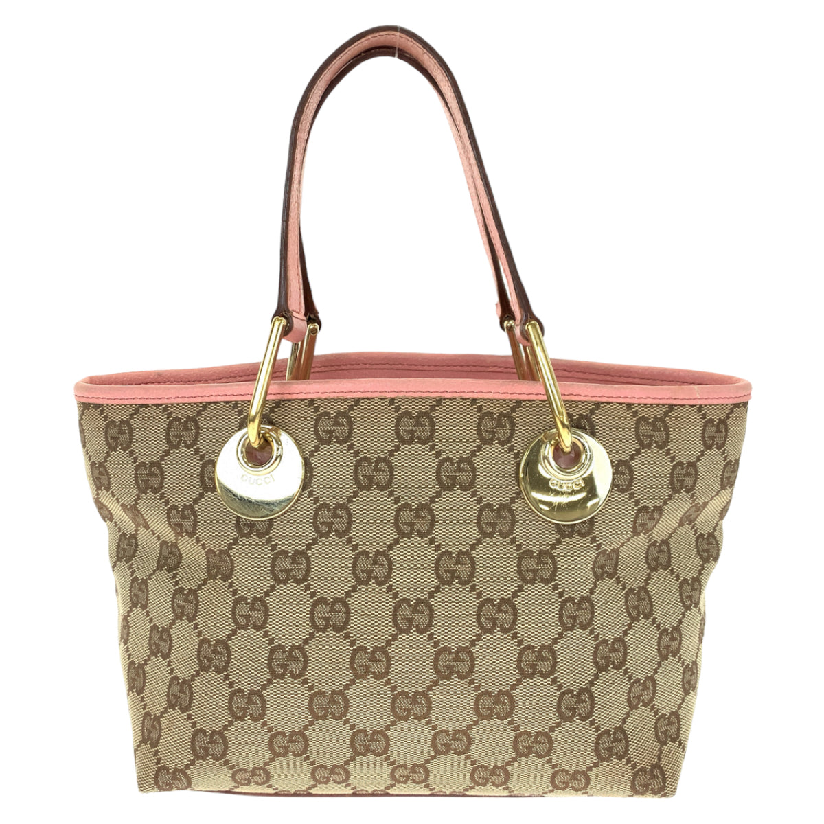 GUCCI グッチ ブラウン 茶 ピンク GGキャンバス / レザー 120844 ミニハンドバッグ トートバッグ  レディース