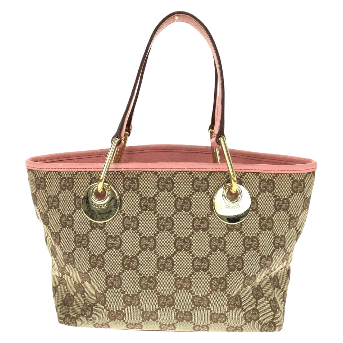 GUCCI グッチ ブラウン 茶 ピンク GGキャンバス / レザー 120844 ミニハンドバッグ トートバッグ  レディース