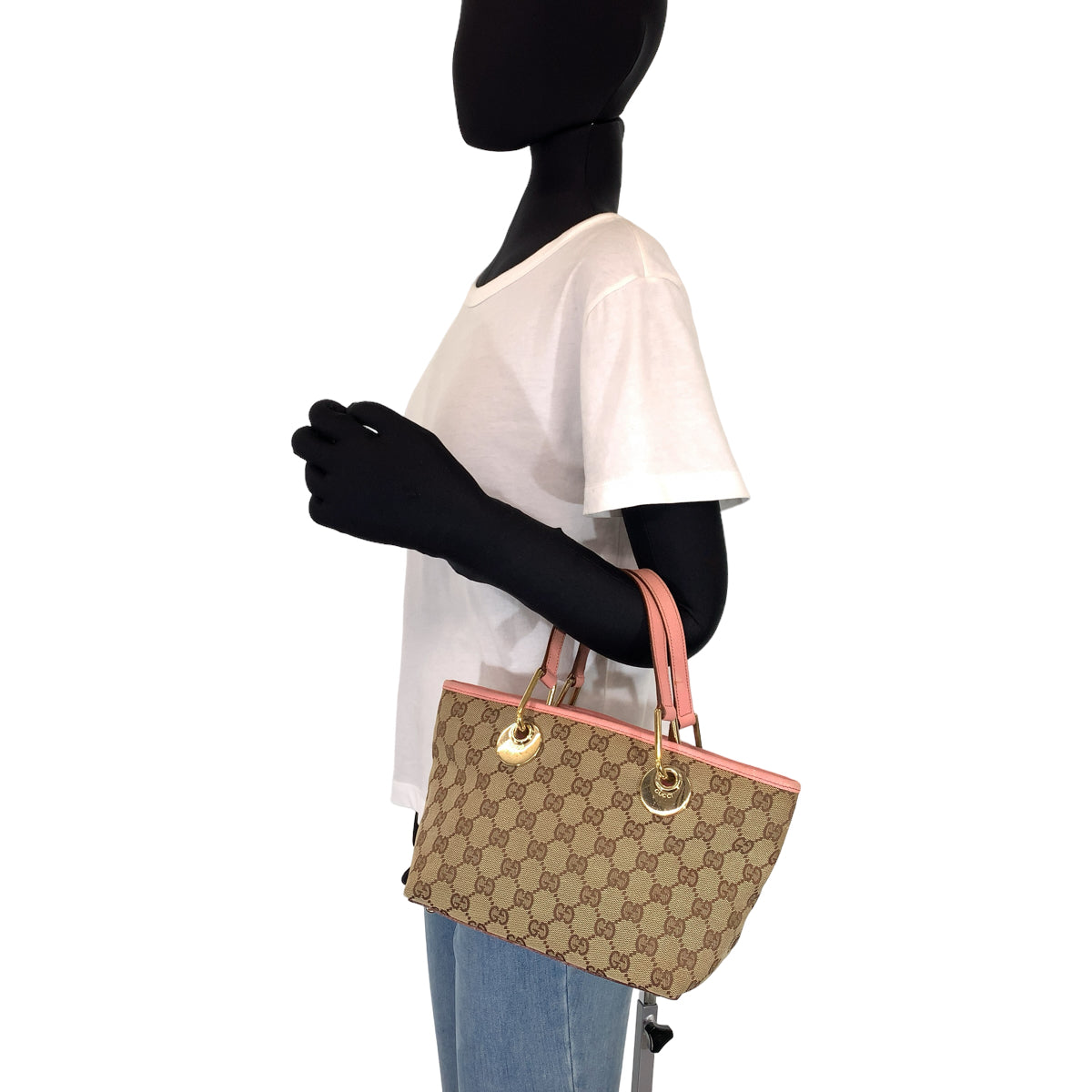 GUCCI グッチ ブラウン 茶 ピンク GGキャンバス / レザー 120844 ミニハンドバッグ トートバッグ  レディース