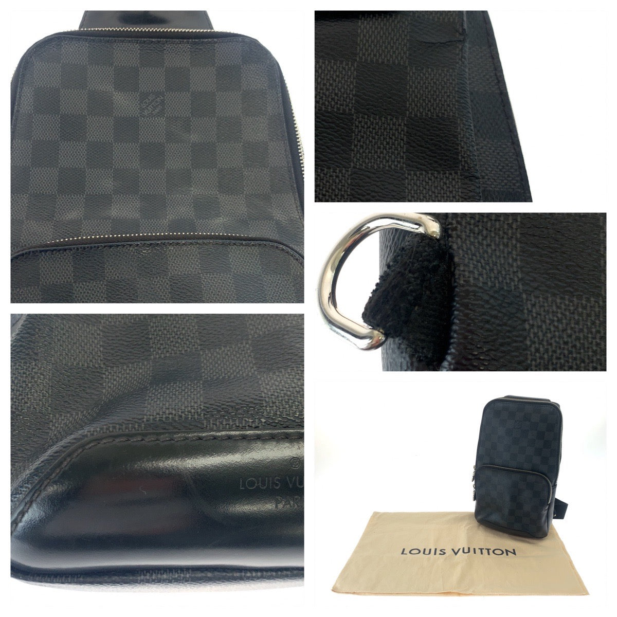 LOUIS VUITTON ルイヴィトン ダミエ・グラフィット アヴェニュー スリングバッグ ブラック 黒 グレー 灰色 PVC N41719 ボディバッグ スリングバッグ  メンズ