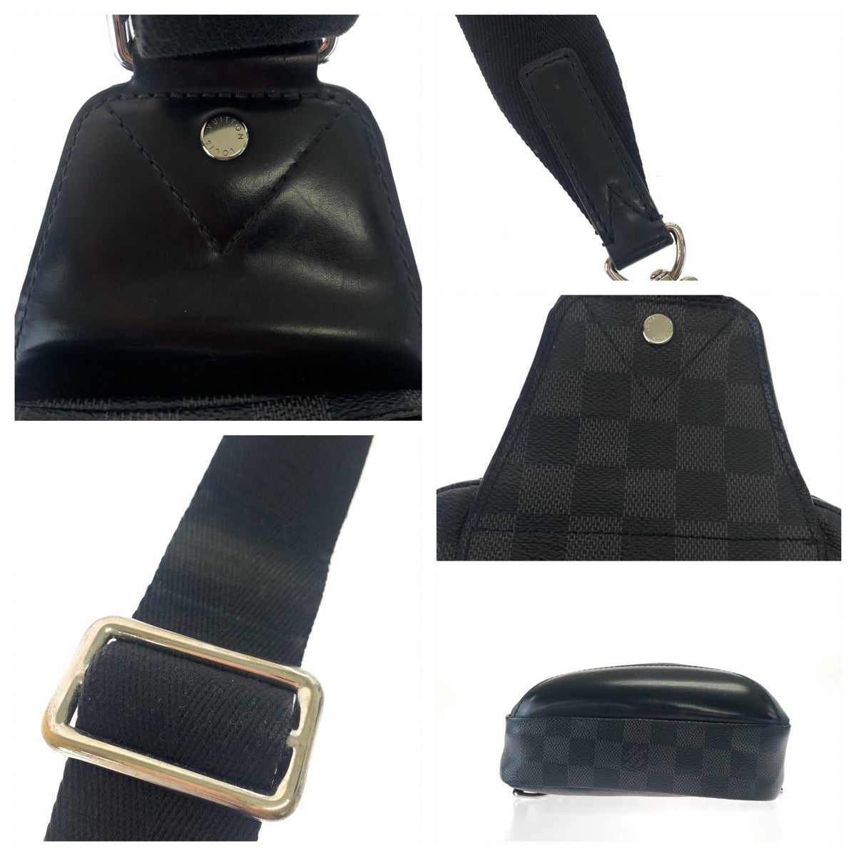 LOUIS VUITTON ルイヴィトン ダミエ・グラフィット アヴェニュー スリングバッグ ブラック 黒 グレー 灰色 PVC N41719 ボディバッグ スリングバッグ  メンズ
