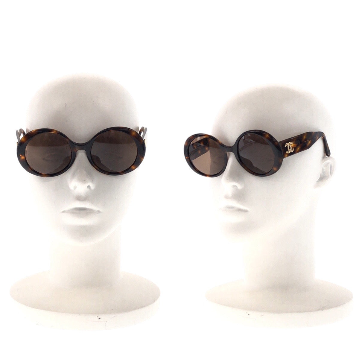 12553
CHANEL シャネル マーブル 丸型 ココマーク ブラウン ゴールド金具 プラスチック 01453 91235 サングラス ラウンド  レディース