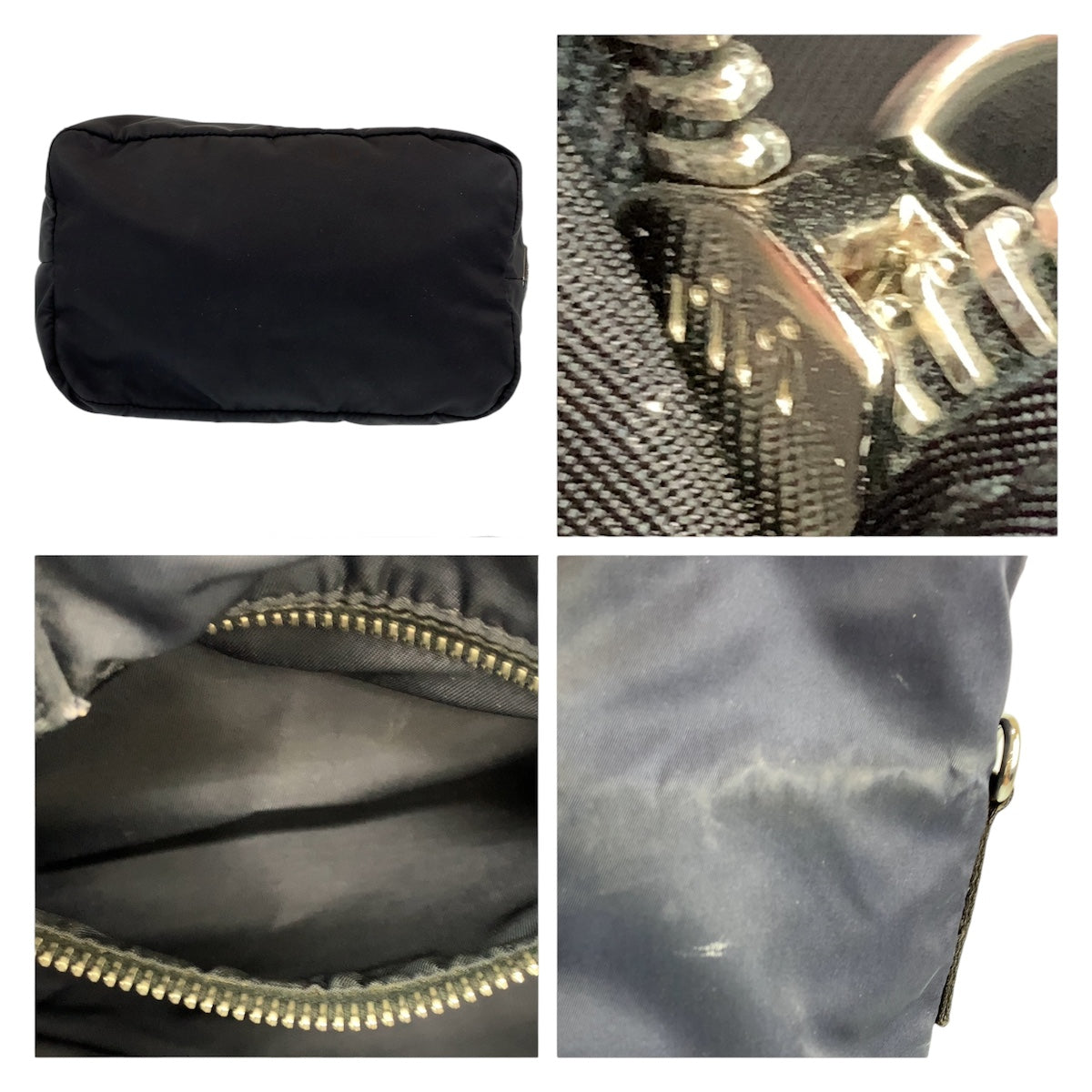 10403
PRADA プラダ テスート 三角ロゴプレート リバーシブル ブラック ネイビー シルバー金具 ナイロン トートバッグ ハンドバッグ  レディース