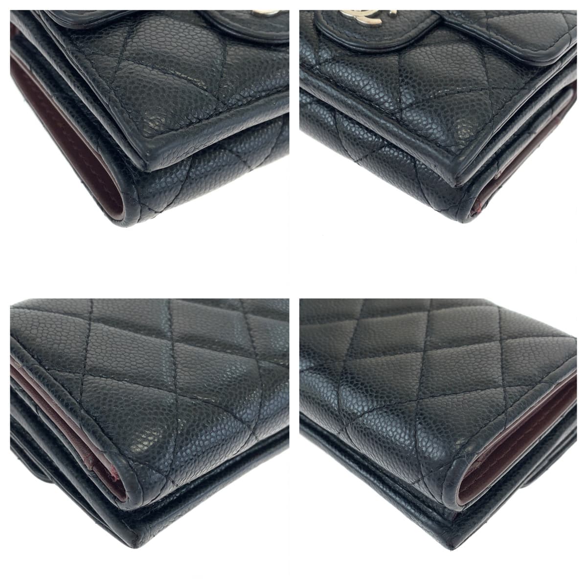H-00570
CHANEL シャネル マトラッセ ココマーク ブラック 黒 シルバー金具 キャビアスキン AP0230 三つ折り財布 コンパクトウォレット  レディース