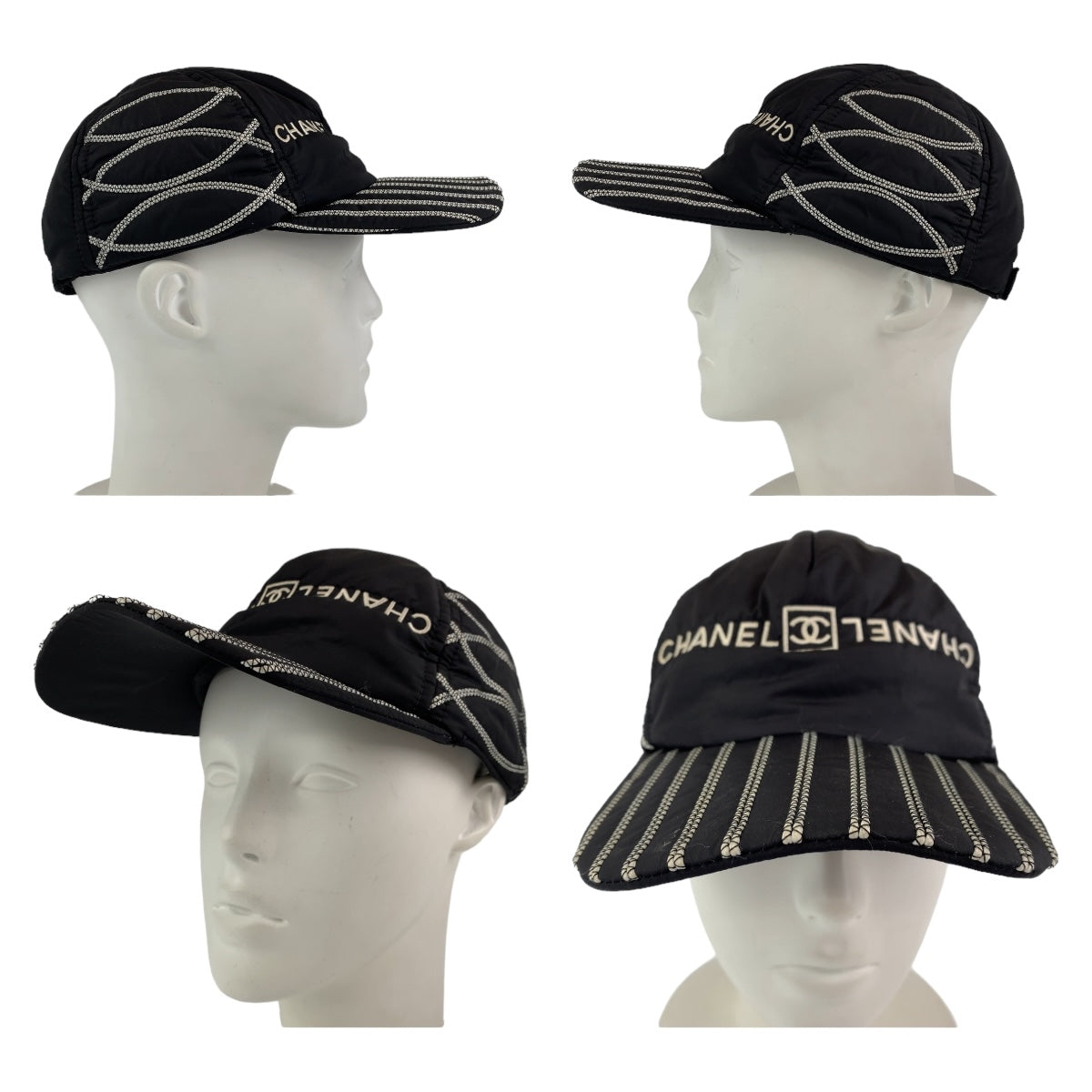 CHANEL シャネル スポーツライン ココマーク ブラック 黒 ホワイト 白 ポリエステル / ポリアミド / ナイロン キャップ 帽子  レディース