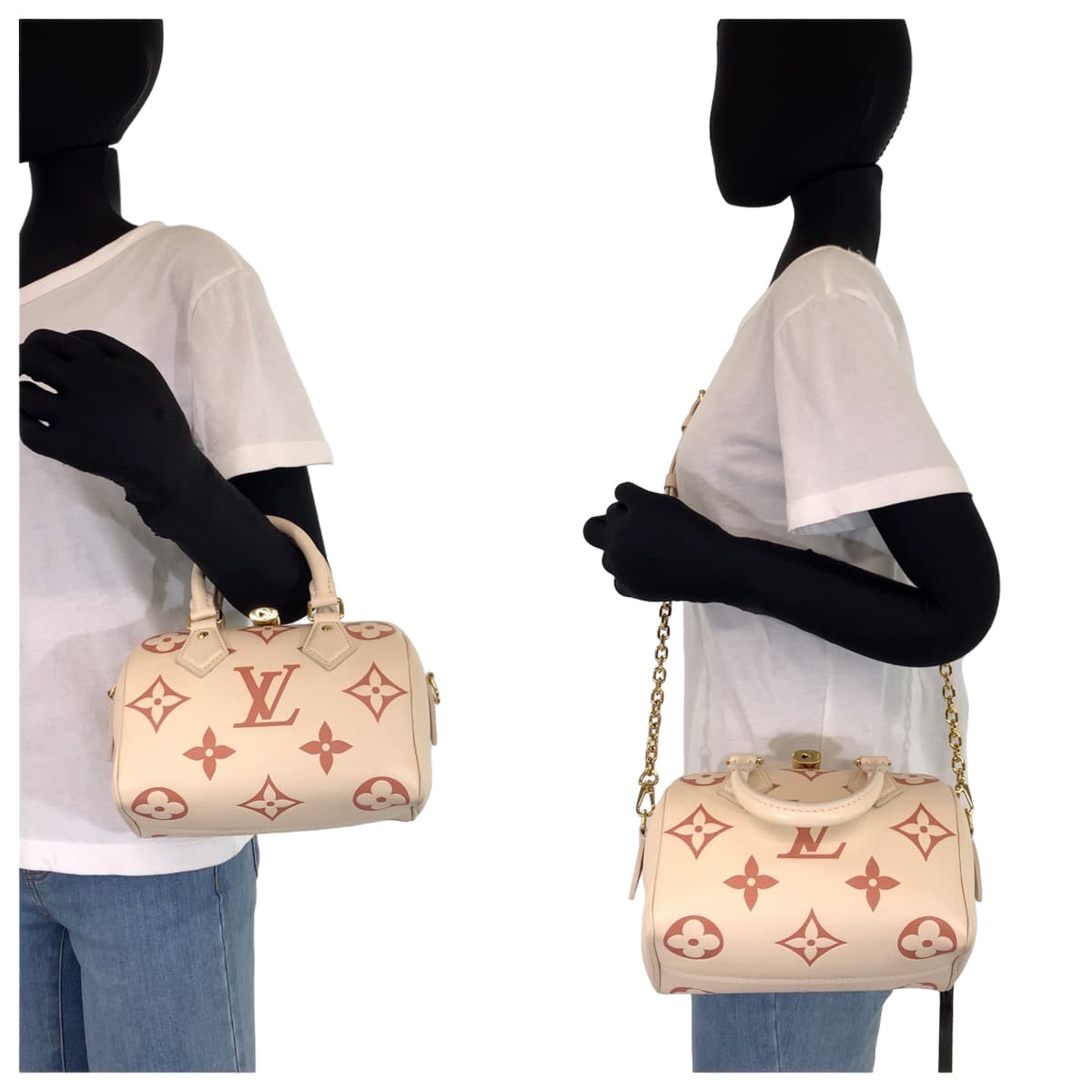 LOUIS VUITTON ルイヴィトン モノグラム アンプラント スピーディ バンドリエール20 ラテホワイト ホワイト 白 シャマロウピンク ピンク レザー M46397 ショルダーバッグ ハンドバッグ 2way  レディース