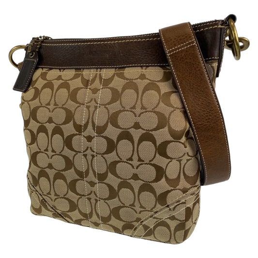 COACH コーチ シグネチャー ブラウン ベージュ 茶 キャンバス ショルダーバック 肩掛け  レディース