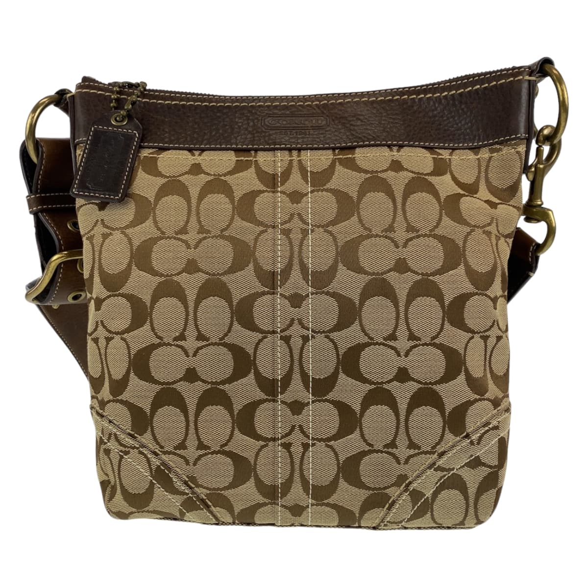 COACH コーチ シグネチャー ブラウン ベージュ 茶 キャンバス ショルダーバック 肩掛け  レディース