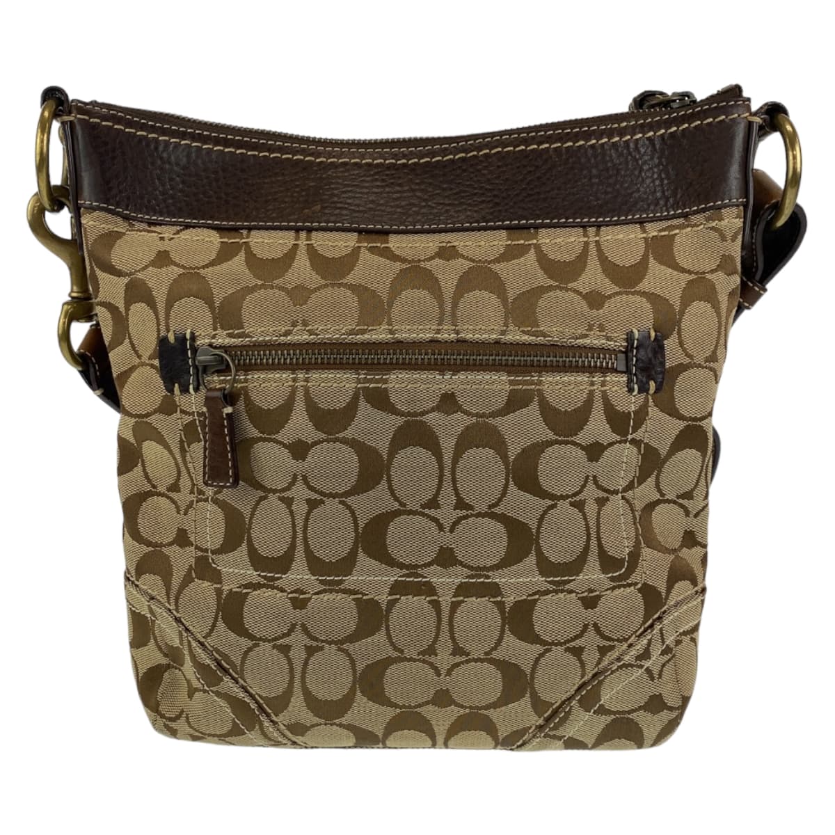 COACH コーチ シグネチャー ブラウン ベージュ 茶 キャンバス ショルダーバック 肩掛け  レディース