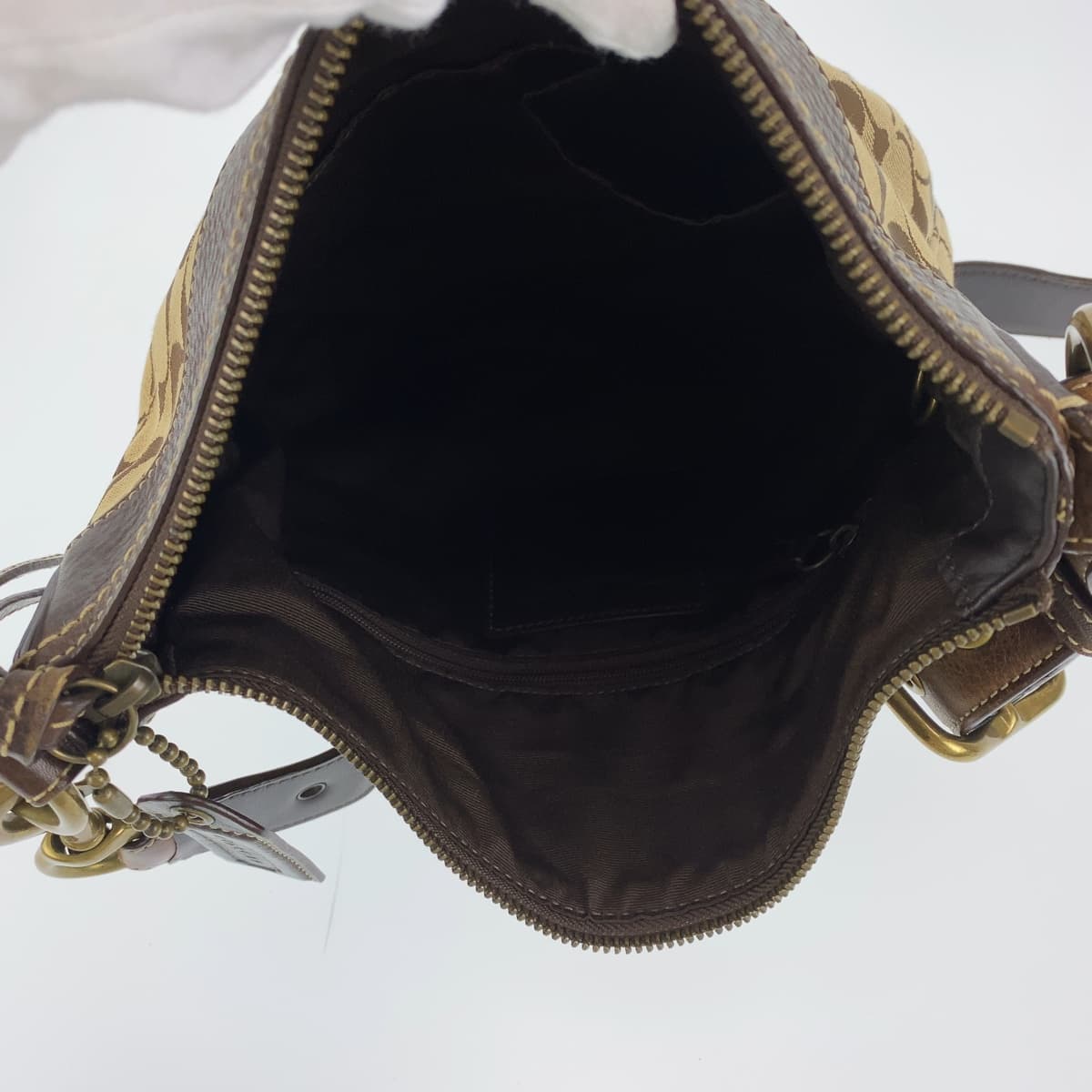 COACH コーチ シグネチャー ブラウン ベージュ 茶 キャンバス ショルダーバック 肩掛け  レディース
