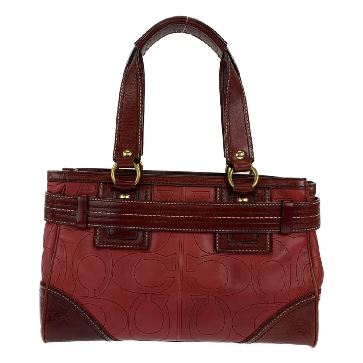 COACH コーチ シグネチャー レッド 赤 ピンク レザー ハンドバック 肩掛け  レディース