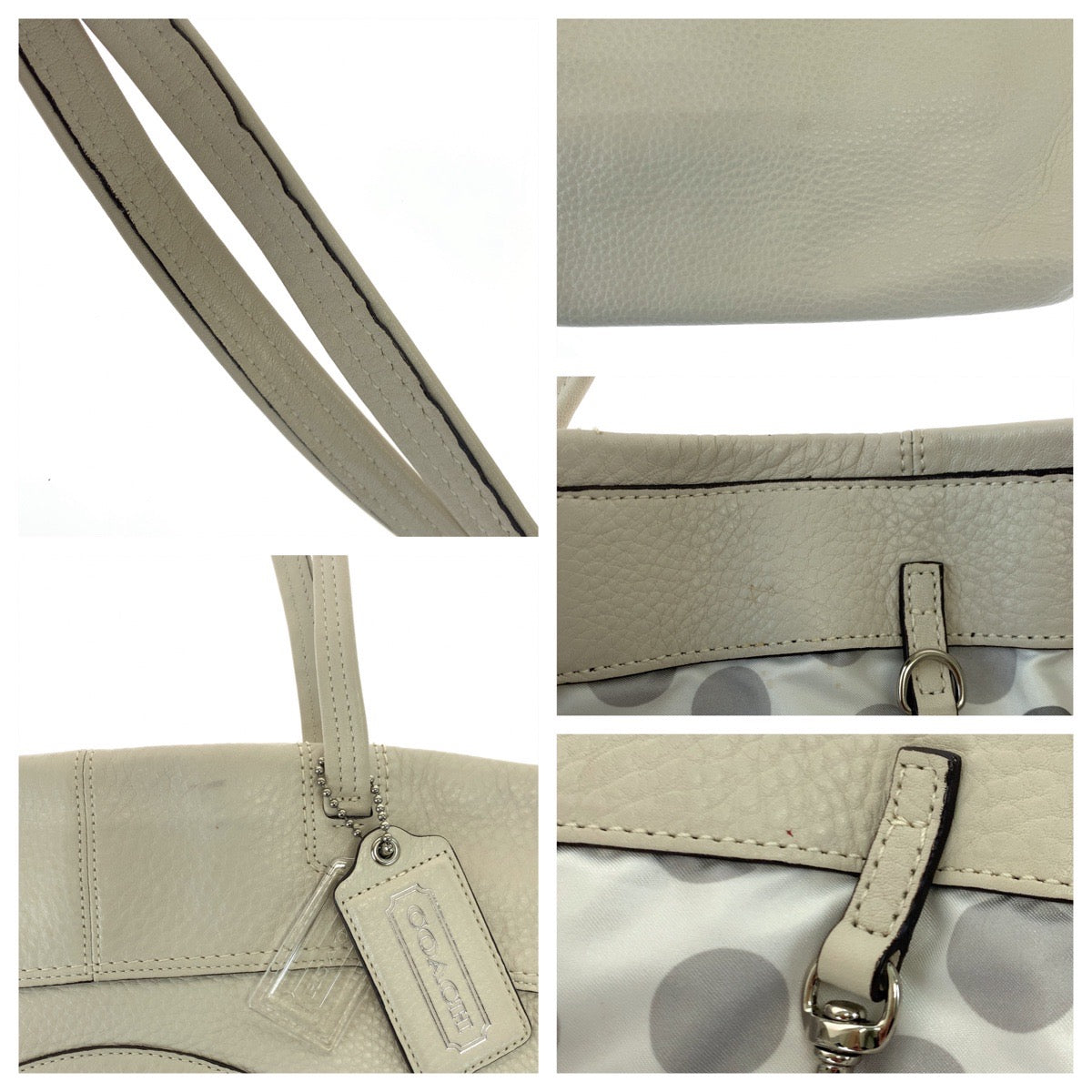 COACH コーチ オプアート ジュリア ホワイト 白 レザー 14967 トートバッグ ハンドバッグ  レディース