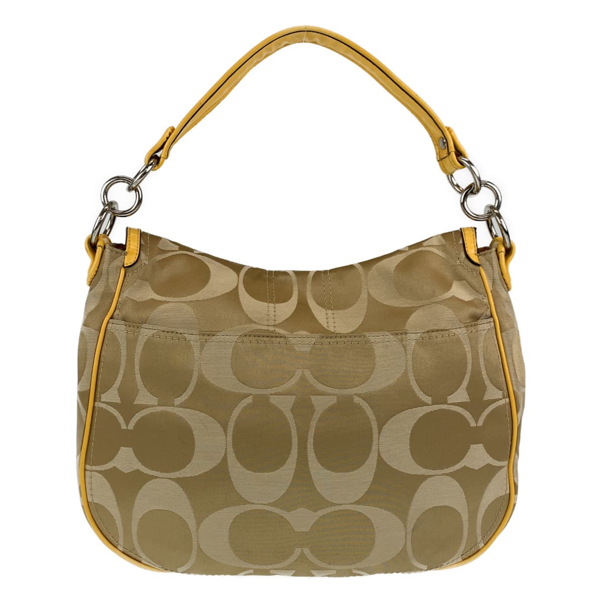 12551
 COACH Signature Brown Beige Canvas/Patent Hobo Shoulder Bag Handbag for Women